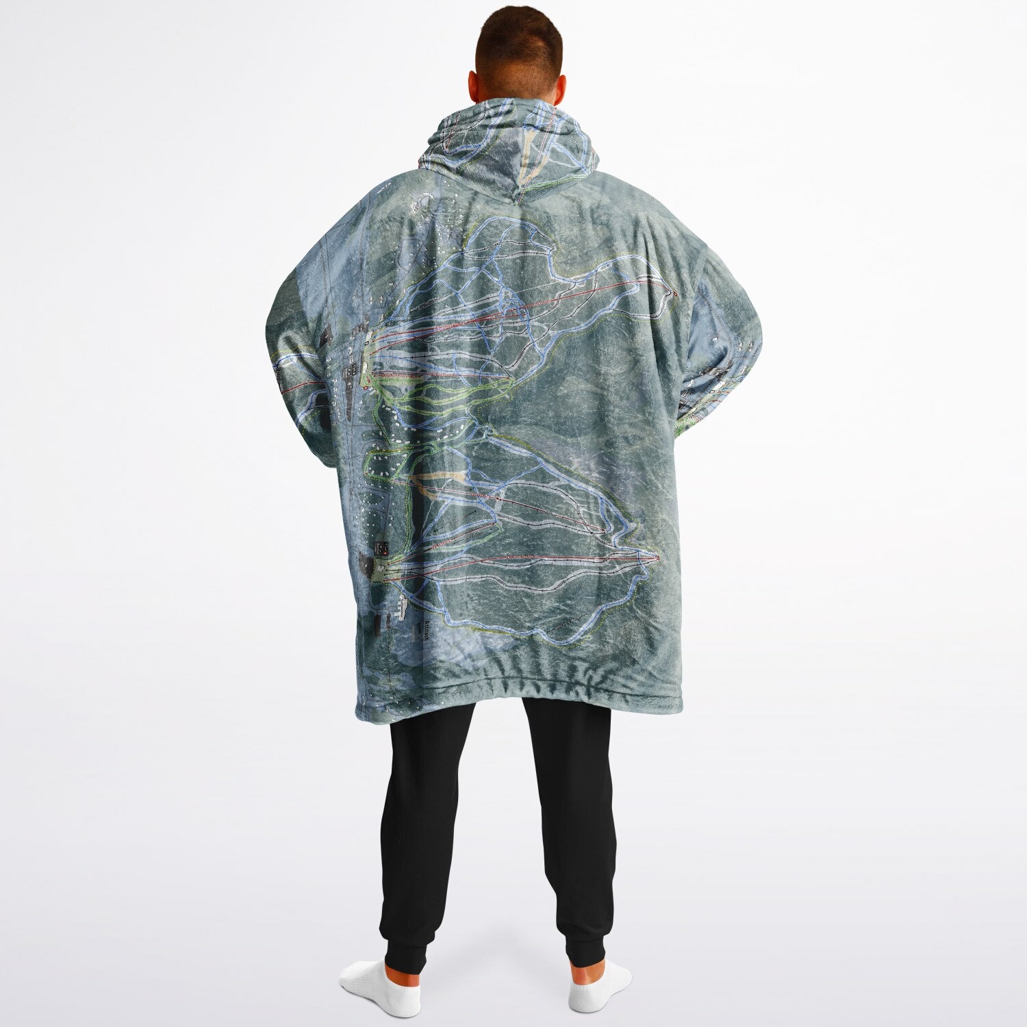 Attitash Mountain, New Hampshire Ski Resort Map Reversible Snug Hoodie