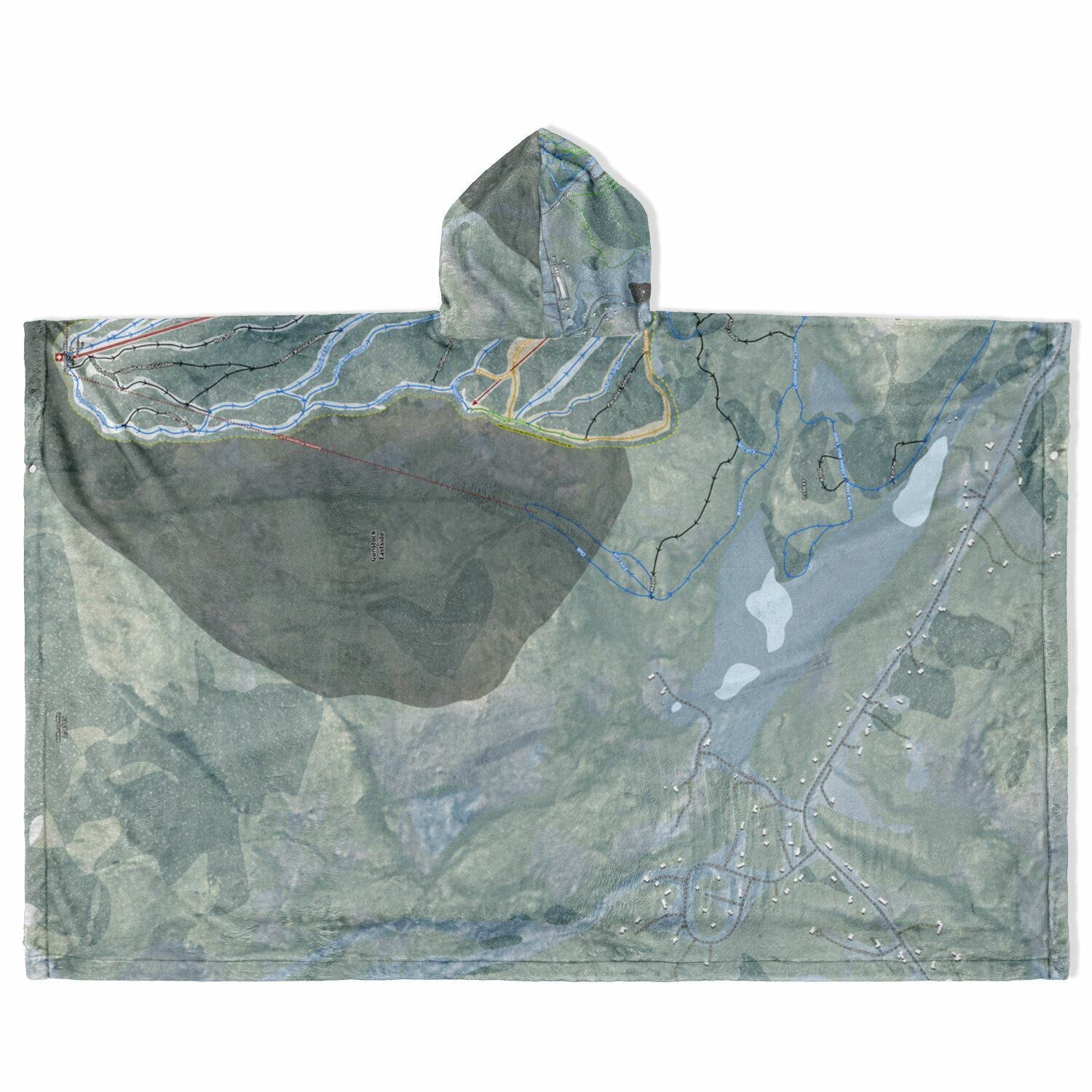 Gunstock Mountain, New Hampshire Ski Resort Map Flannel Blanket Poncho