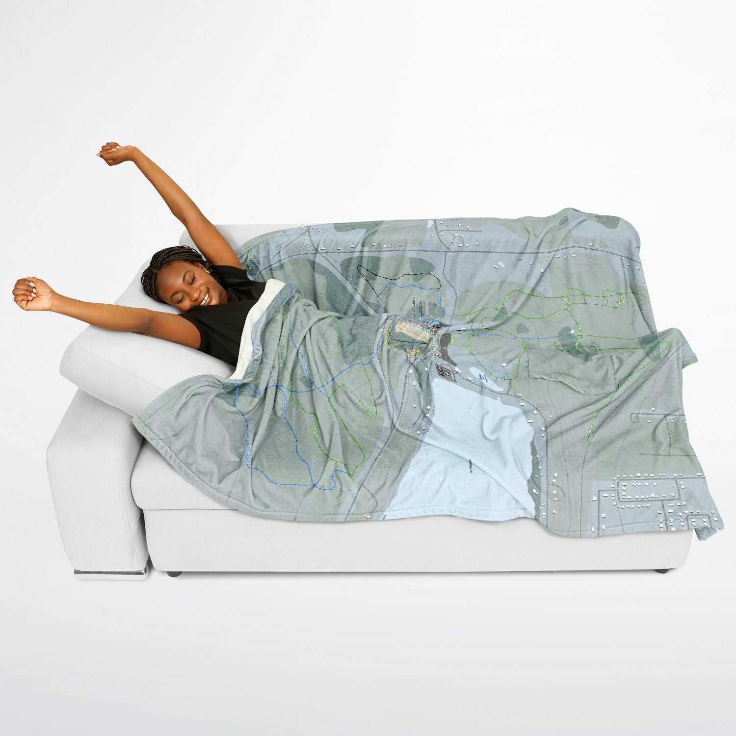 Baie des Sables, Quebec Ski Resort Map Flannel Blanket Poncho