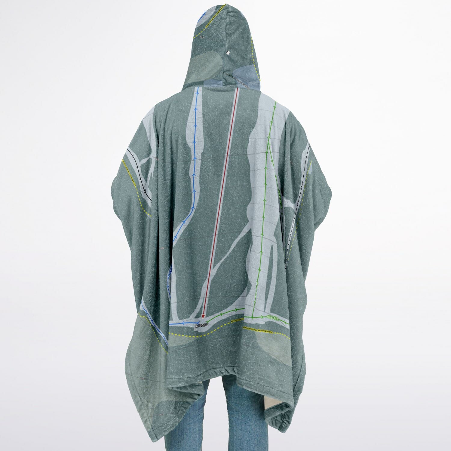 Salmo, British Columbia Ski Resort Map Flannel Blanket Poncho