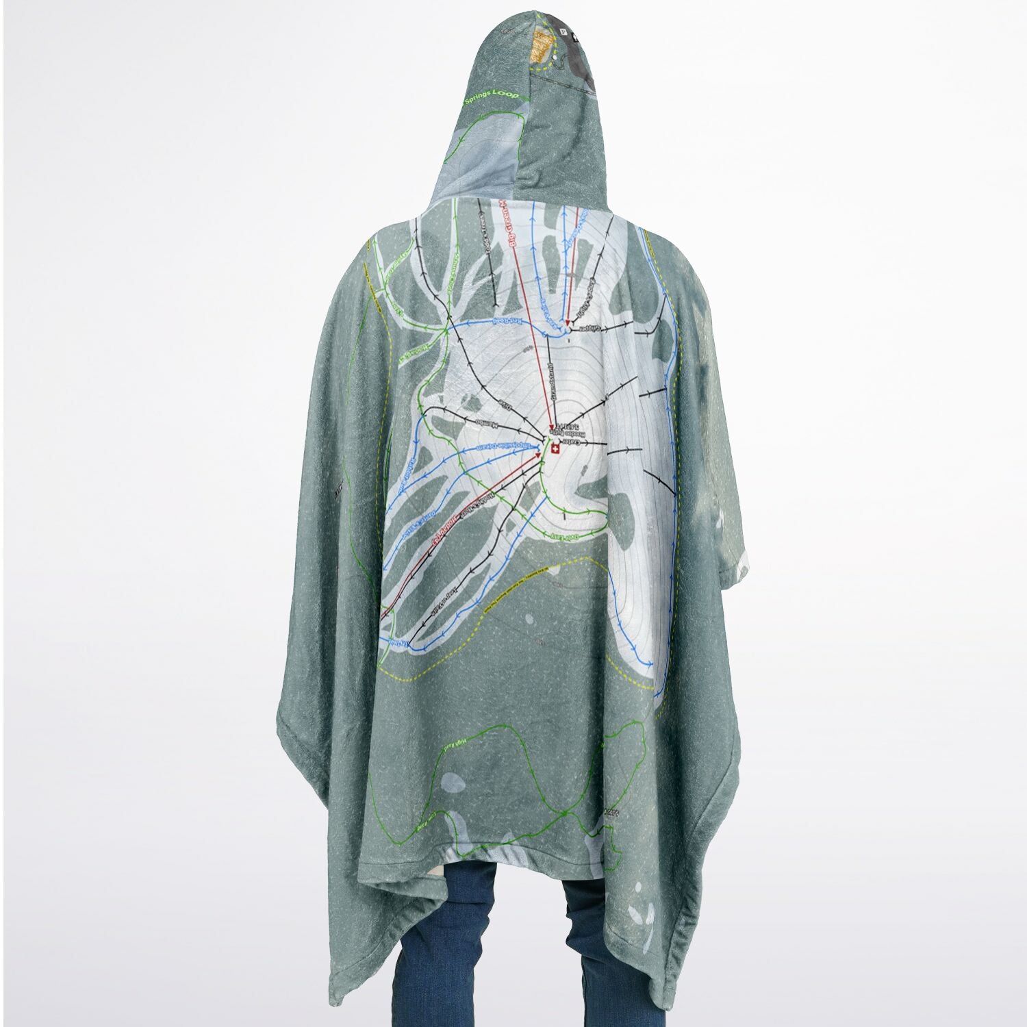 Hoodoo, Oregon Ski Resort Map Flannel Blanket Poncho