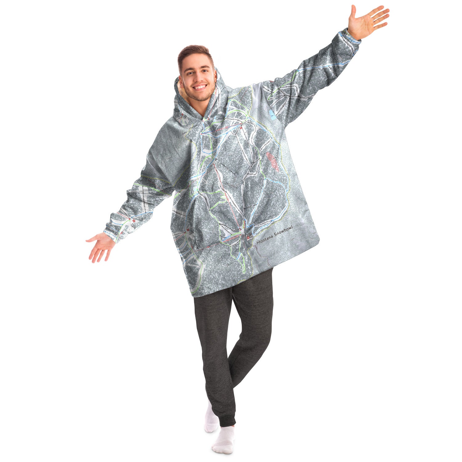 Montana Snowbowl, Montana Ski Trail Map Snug Hoodie