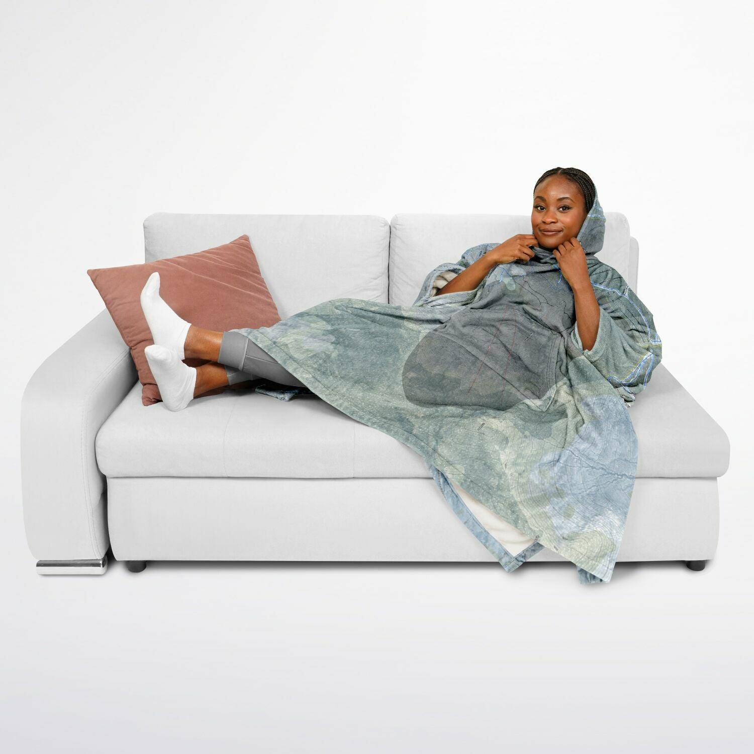 Jay Peak, Vermont Ski Resort Map Flannel Blanket Poncho