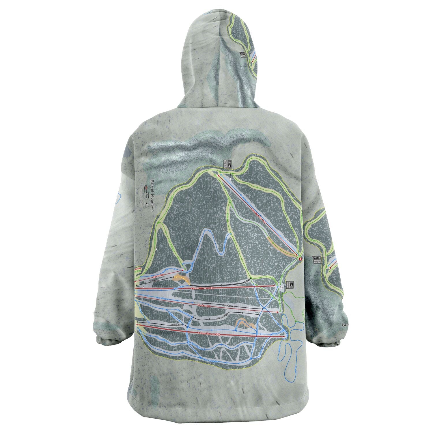 Bristol Mountain, New York Ski Trail Map - Snug Hoodie