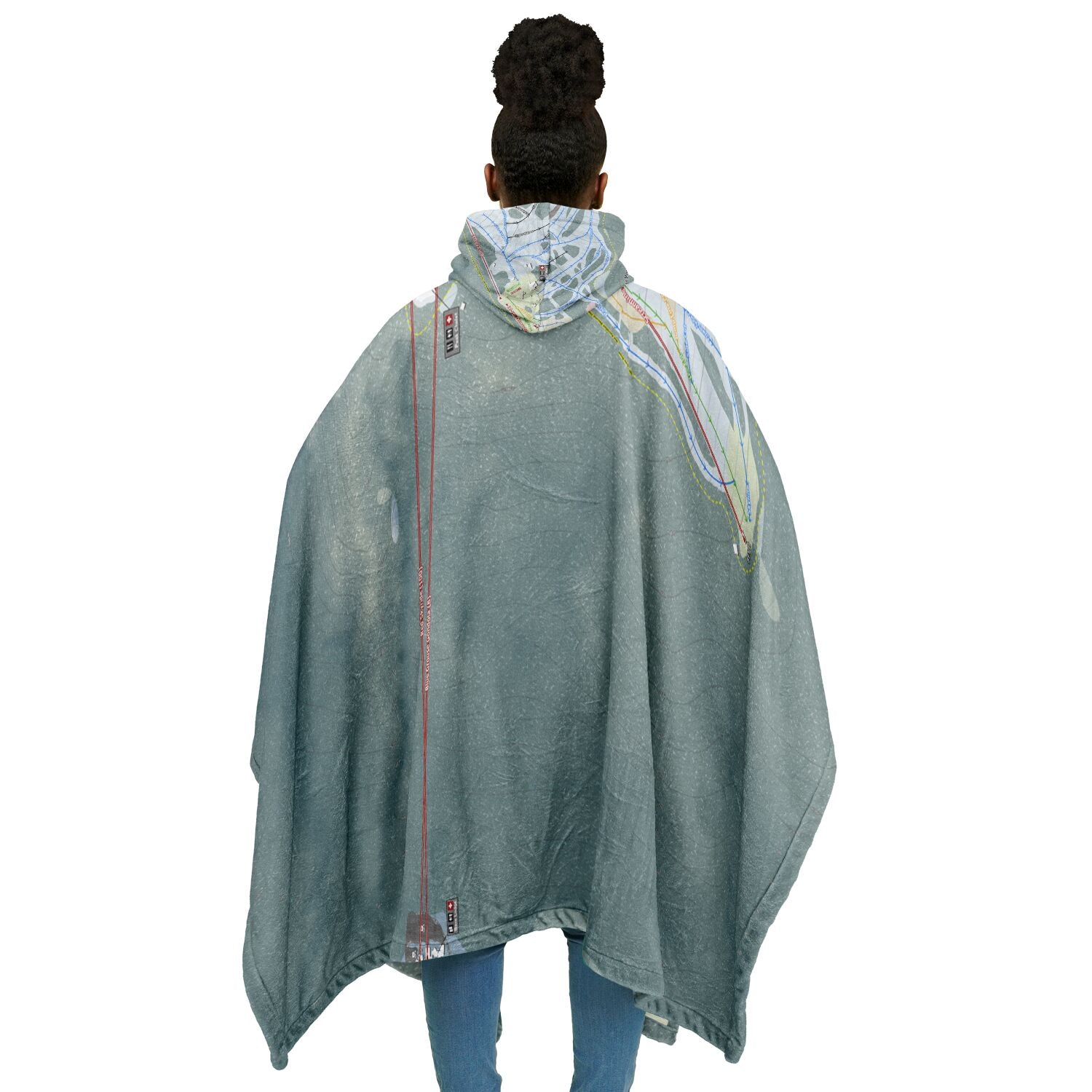 Grouse Mountain, British Columbia Ski Resort Map Flannel Blanket Poncho