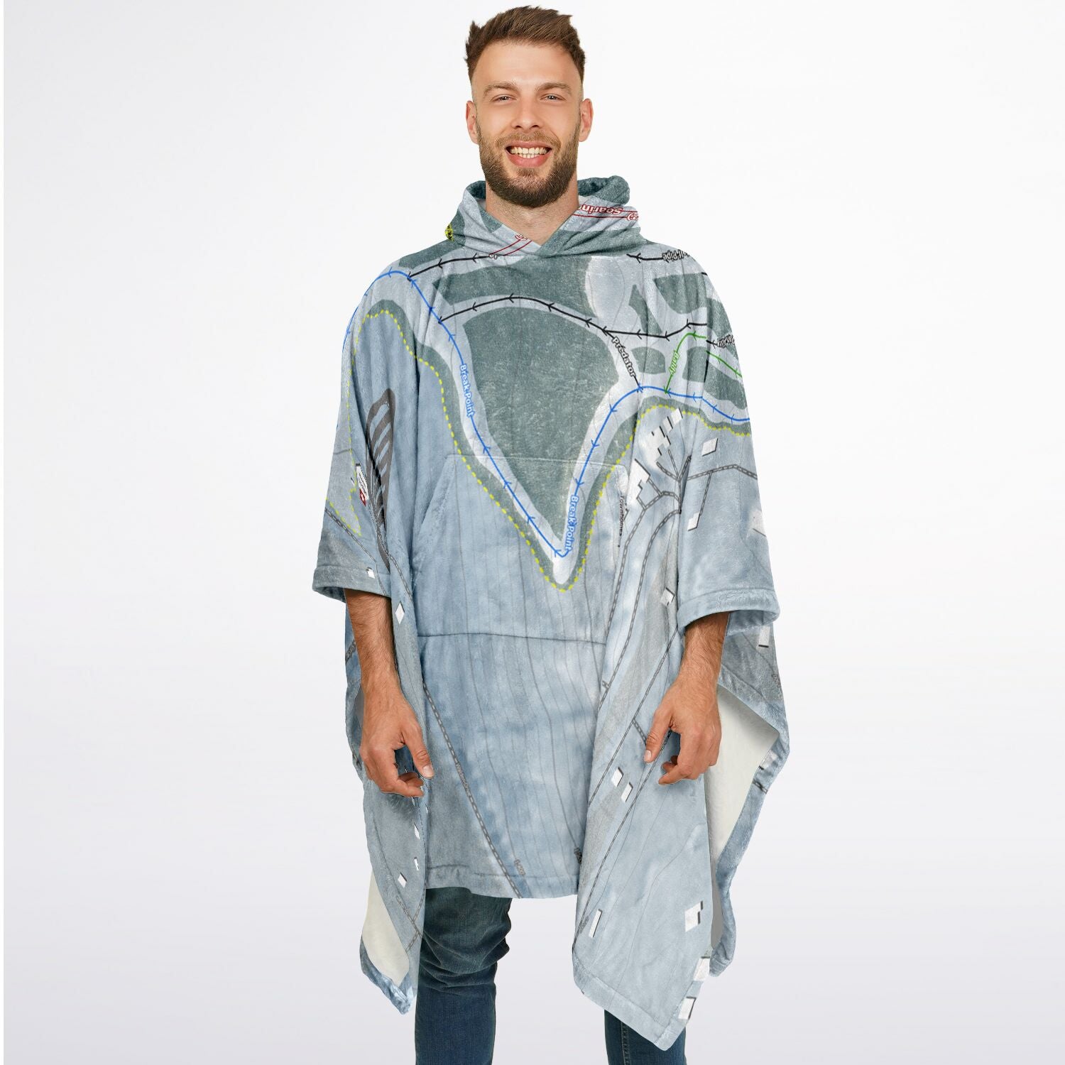 Eagle Rock, Pennsylvania Ski Resort Map Flannel Blanket Poncho