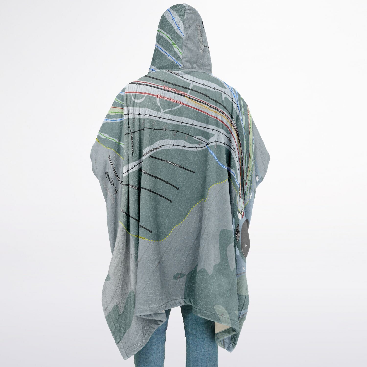 Mont Grand-Fonds, Quebec Ski Resort Map Flannel Blanket Poncho