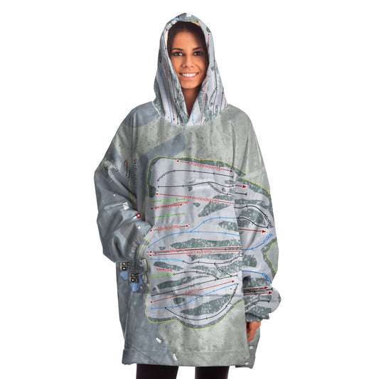 Ski Bradford, Massachusetts Ski Trail Map Snug Hoodie - Powderaddicts