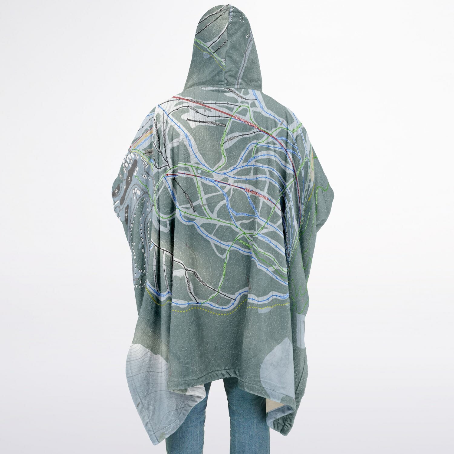 Apex Mountain, British Columbia Ski Resort Map Flannel Blanket Poncho