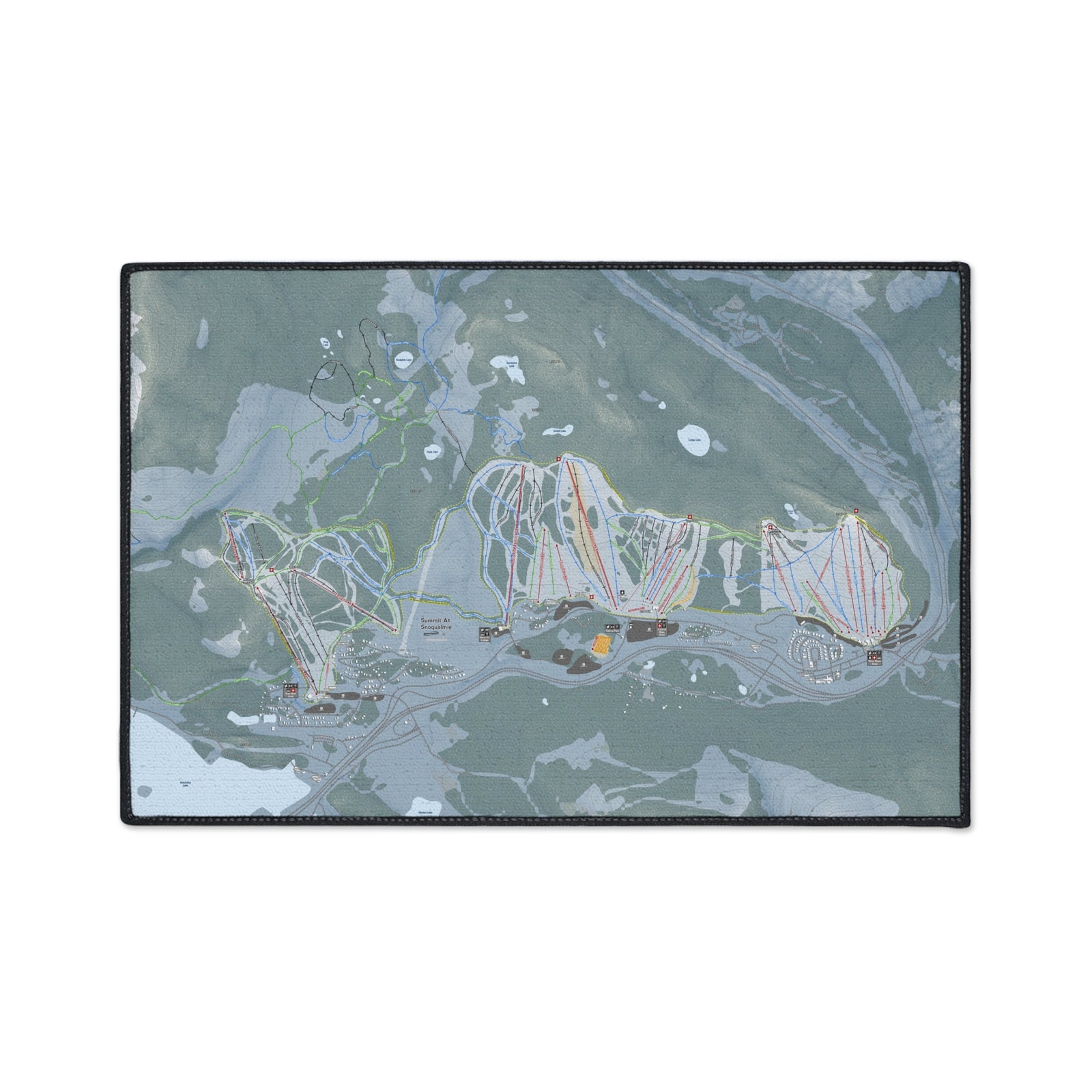 Summit At Snoqualmie, Washington Ski Resort Map Heavy Duty Floor Mat