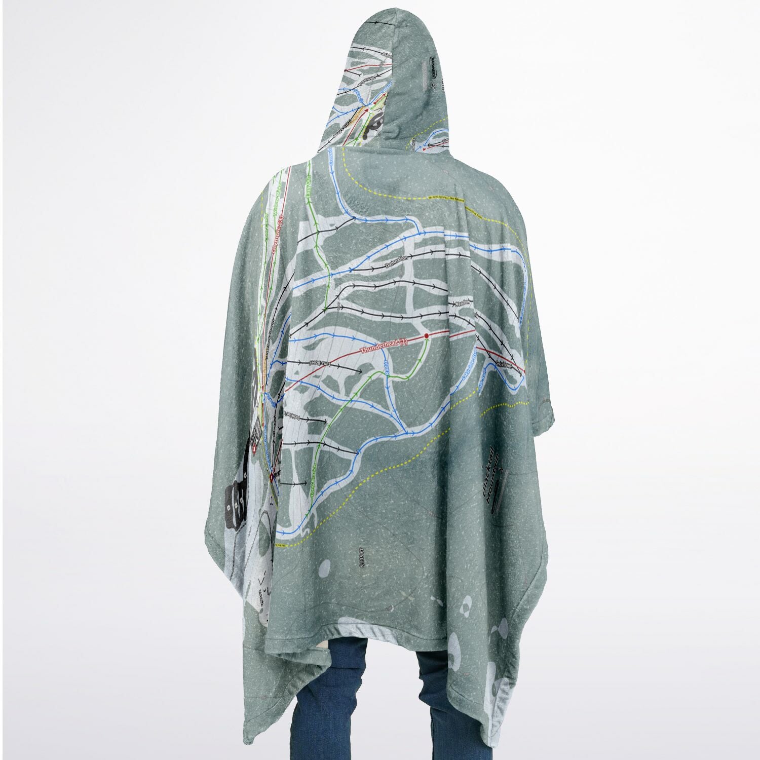 Blacktail Mountain, Montana Ski Resort Map Flannel Blanket Poncho