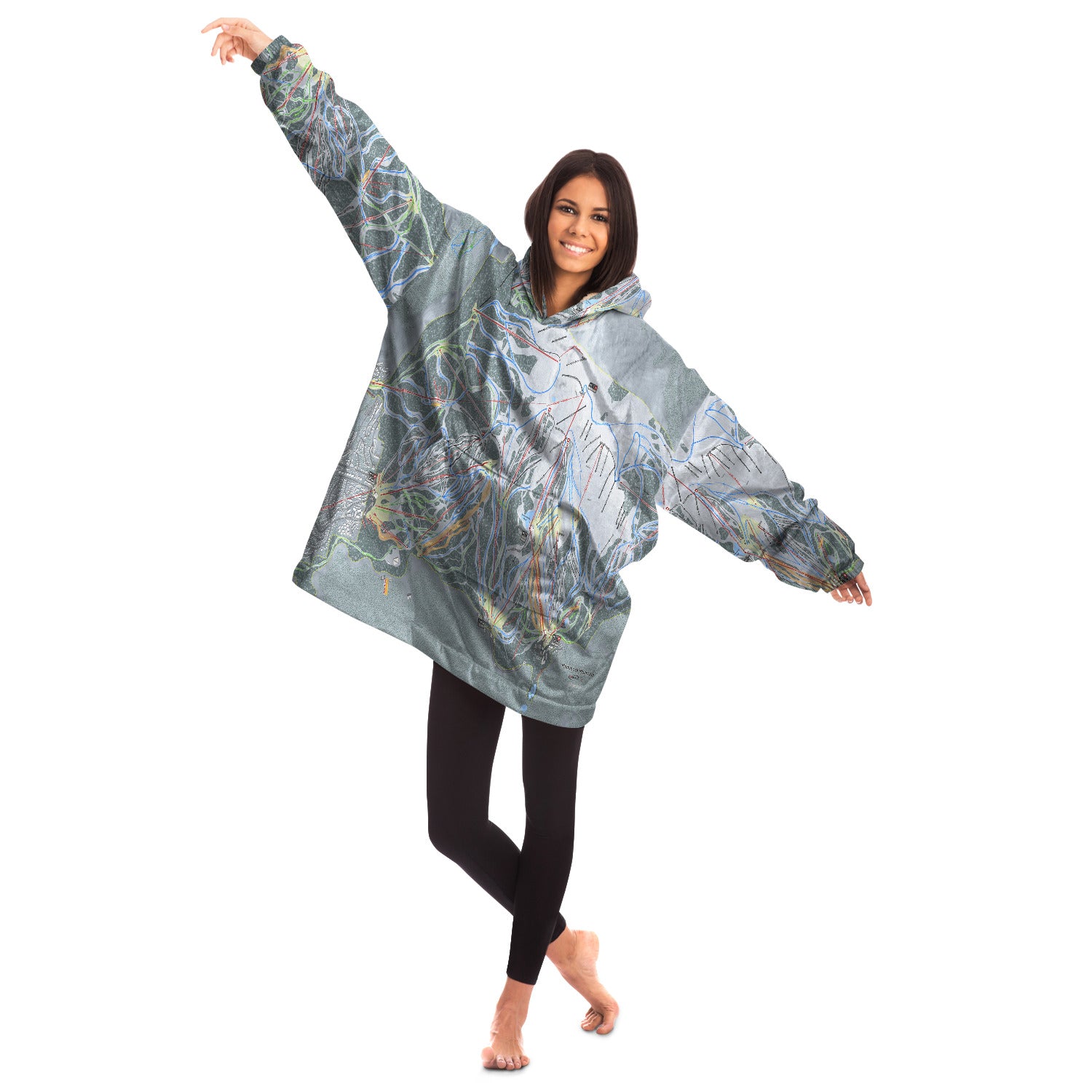 Mammoth Mtn, California Ski Trail Map - Snug Hoodie