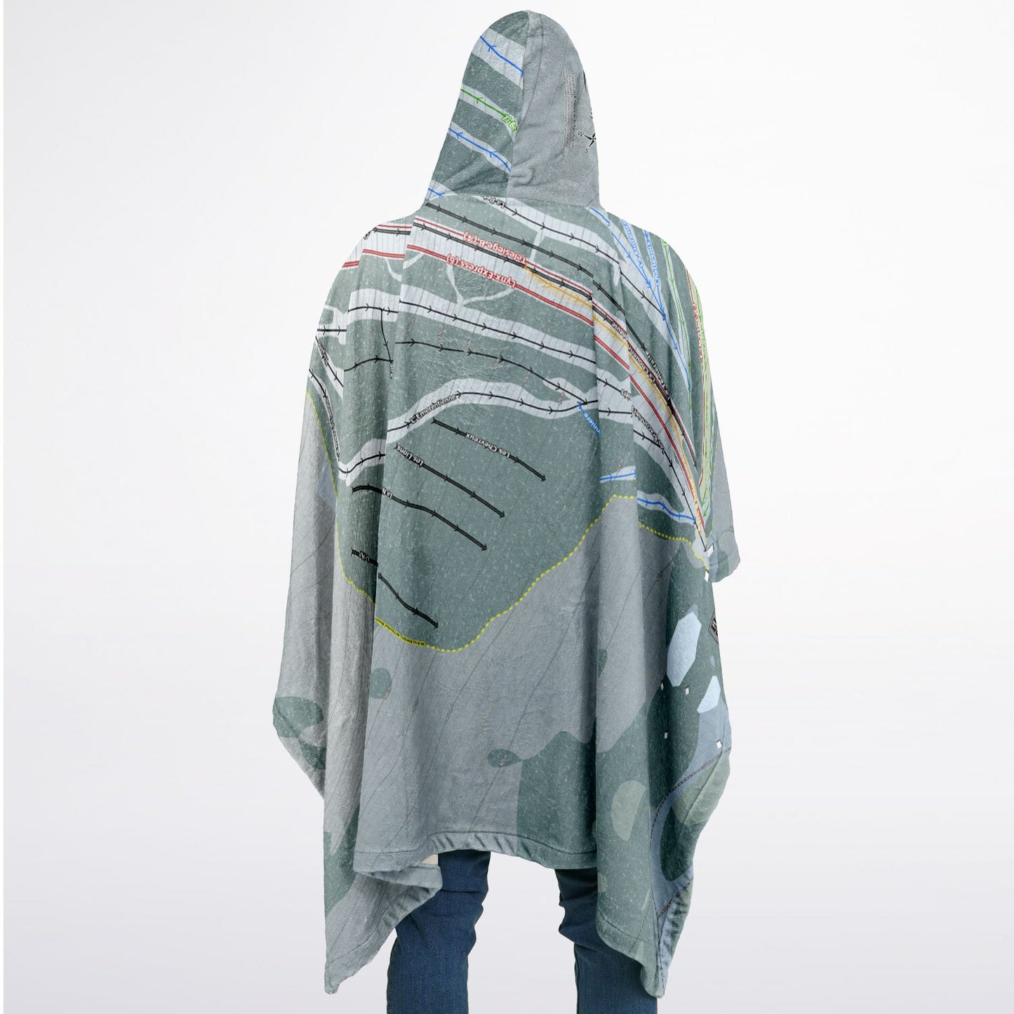 Mont Grand-Fonds, Quebec Ski Resort Map Flannel Blanket Poncho
