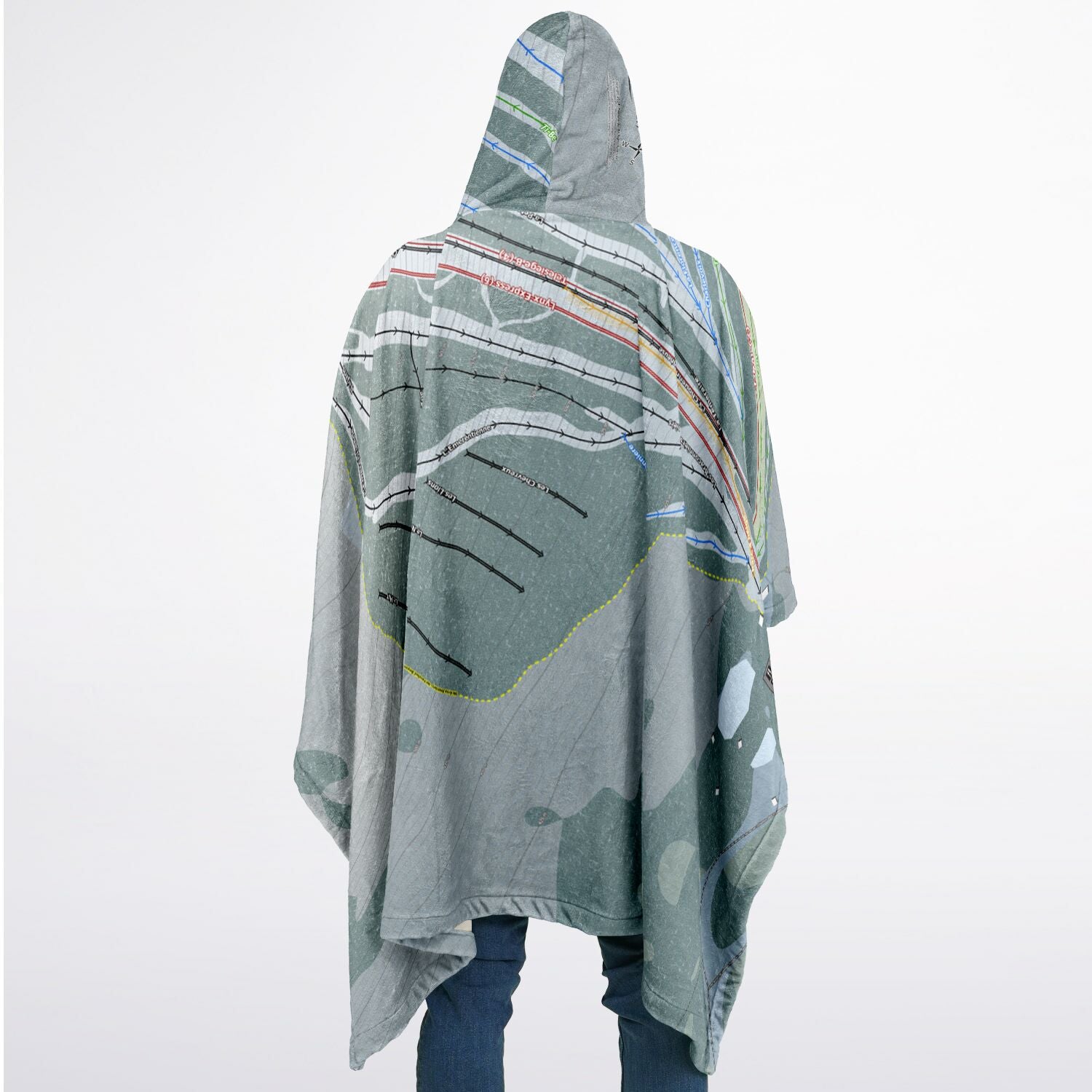 Mont Grand-Fonds, Quebec Ski Resort Map Flannel Blanket Poncho