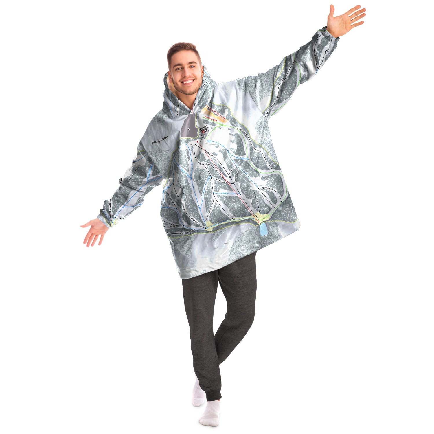 Hogadon, Wyoming Ski Trail Map Snug Hoodie