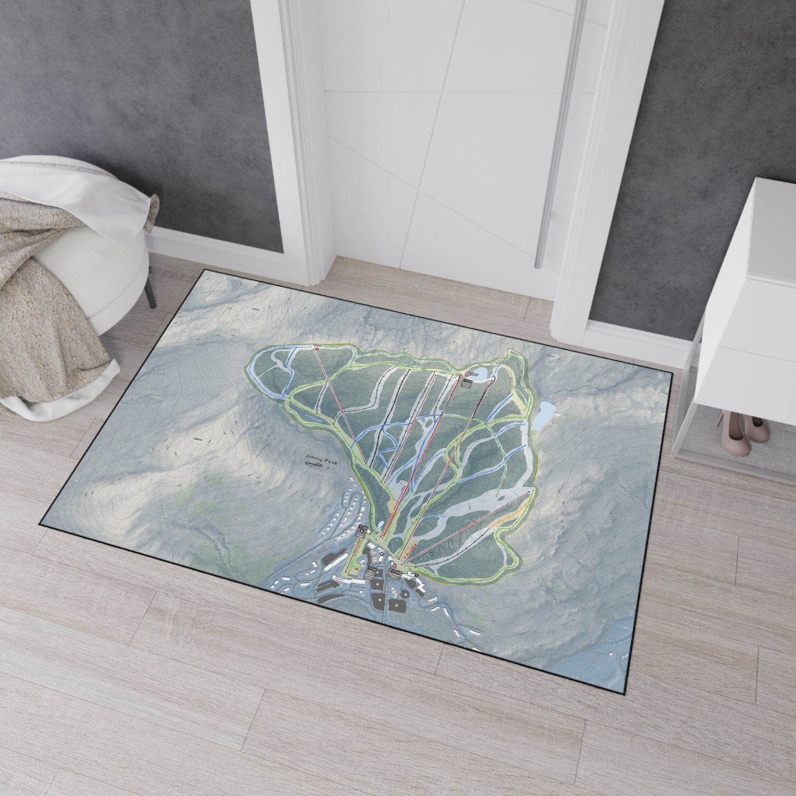 Jiminy Peak, Massachusetts Ski Resort Map Heavy Duty Floor Mat