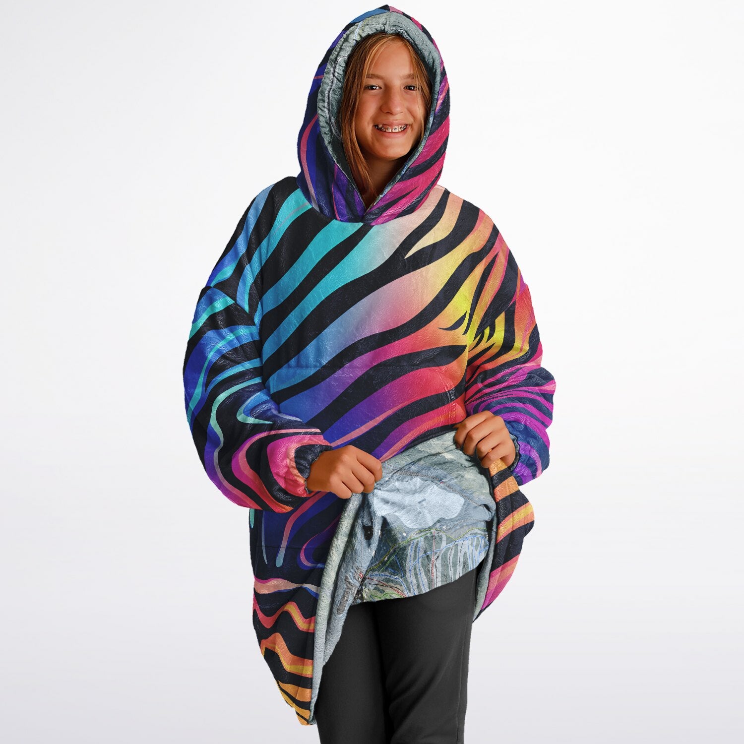 Cannon Mountain, New Hampshire Ski Resort Map Youth Reversible Snug Hoodie