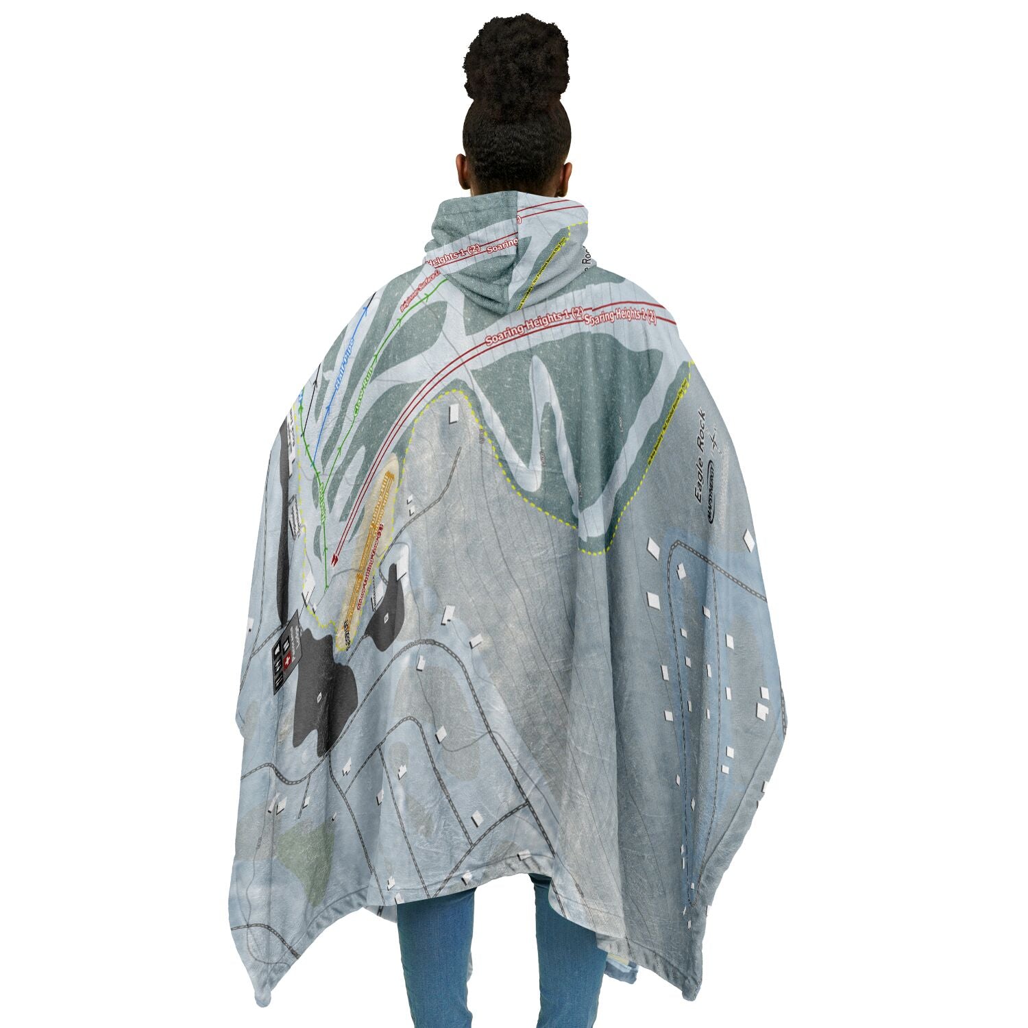 Eagle Rock, Pennsylvania Ski Resort Map Flannel Blanket Poncho