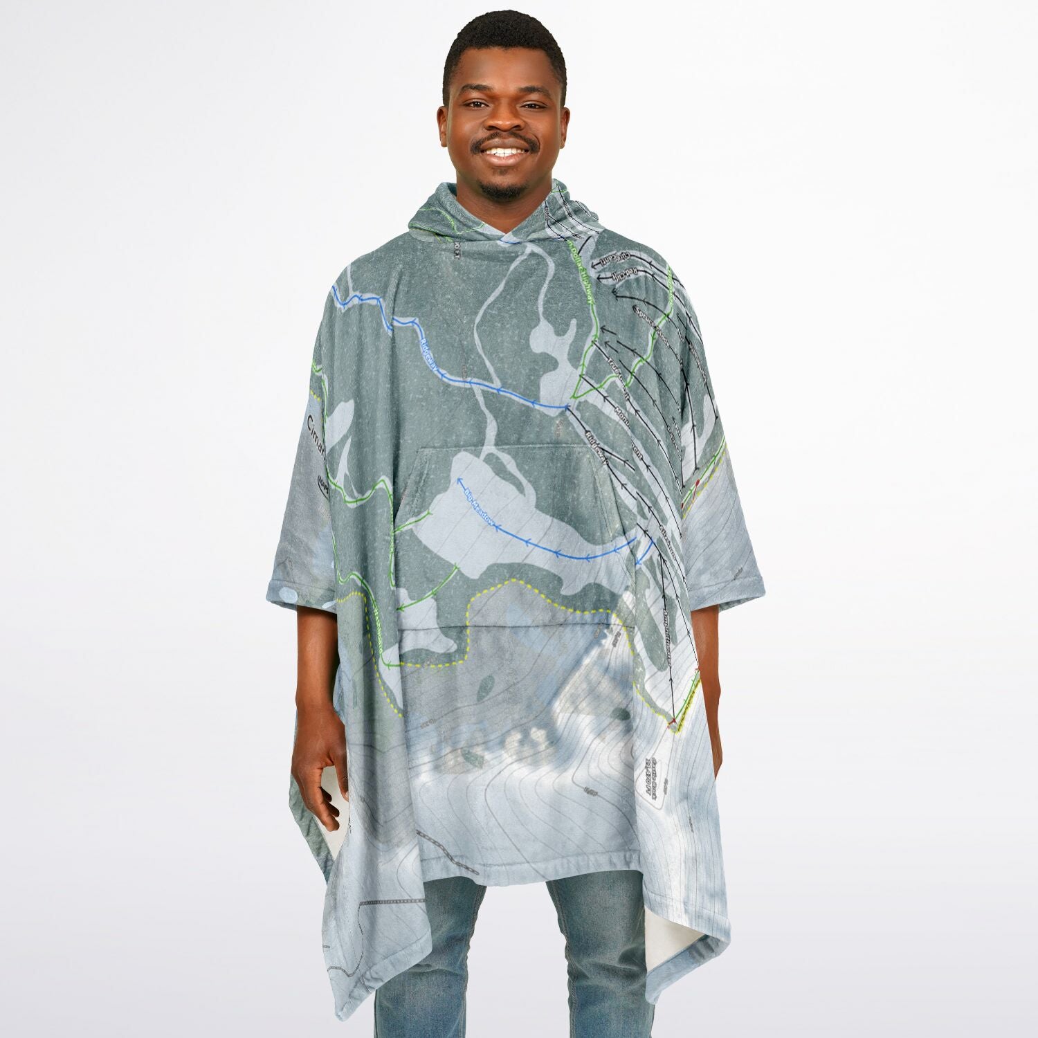 Cimarron Mountain Club, Colorado Ski Resort Map Flannel Blanket Poncho