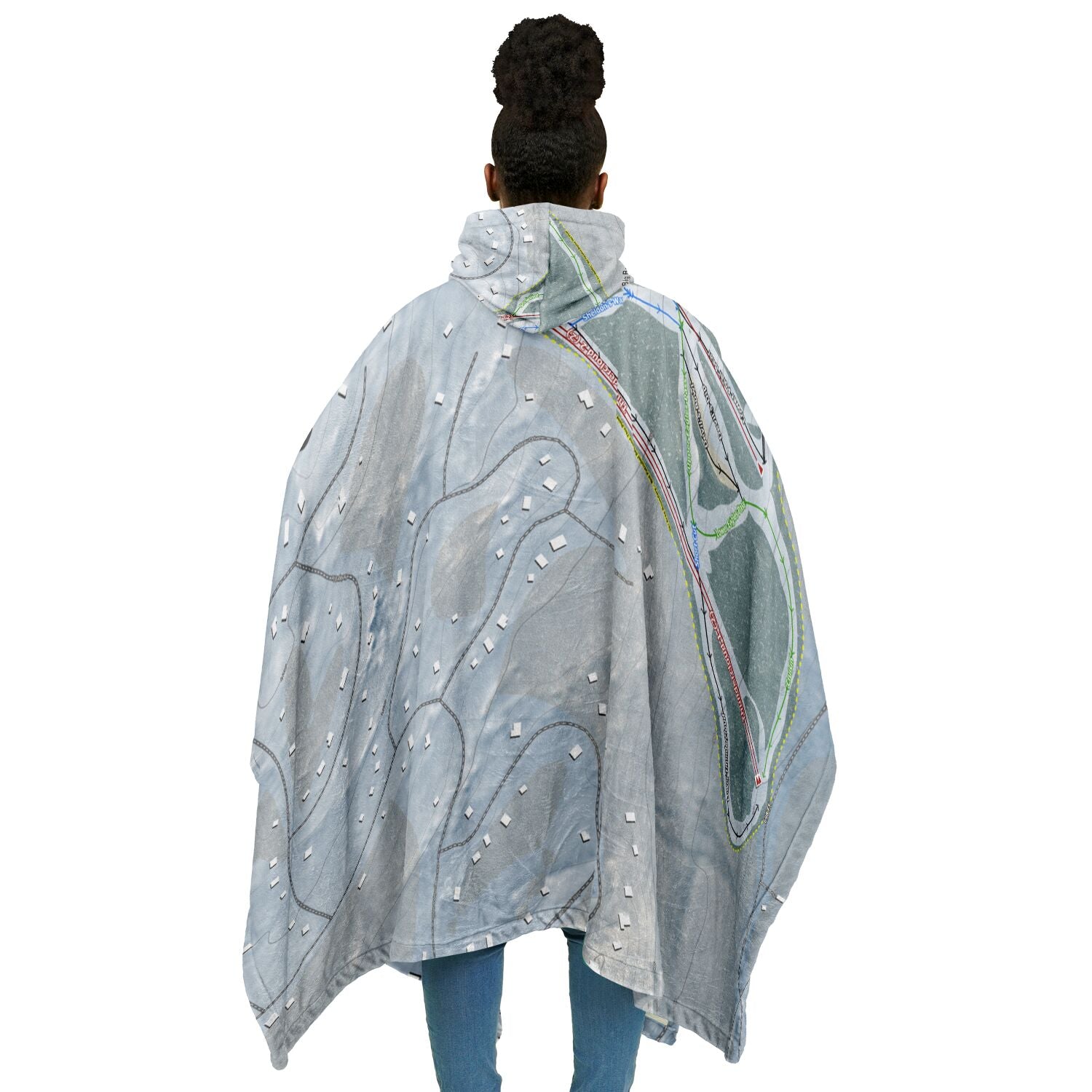 Ski Big Bear, Pennsylvania Ski Resort Map Flannel Blanket Poncho