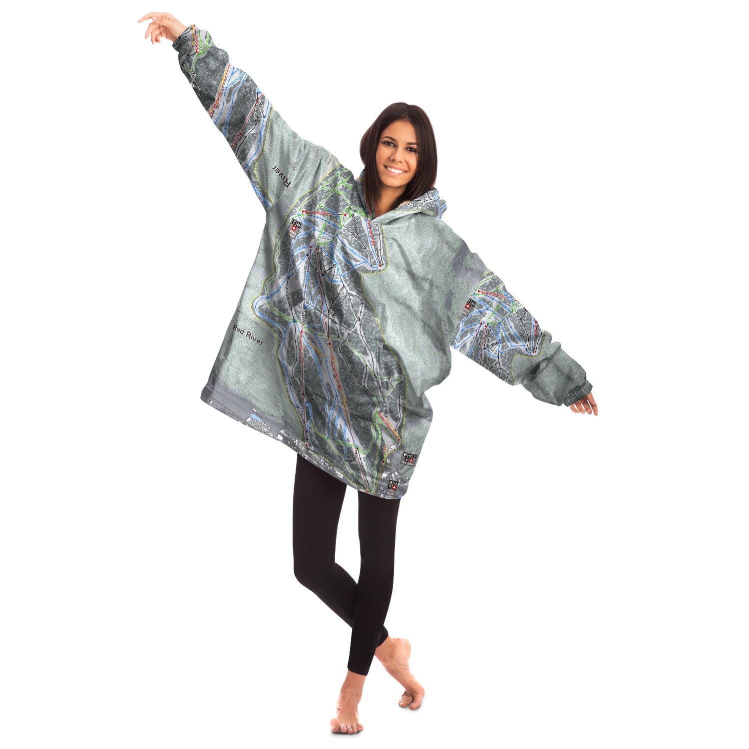 Red River, New Mexico Ski Trail Map - Snug Hoodie