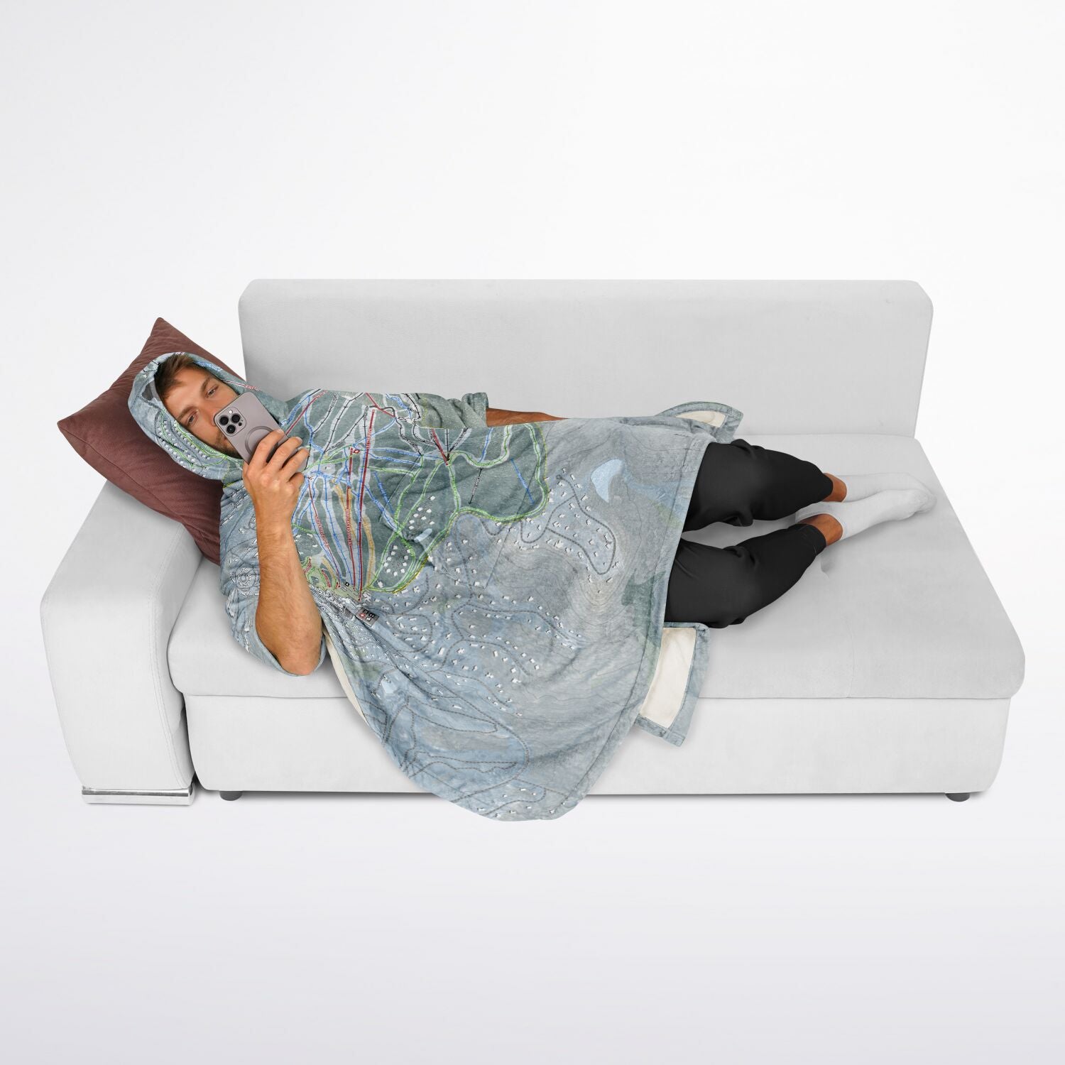 Stratton Mountain, Vermont Ski Resort Map Flannel Blanket Poncho