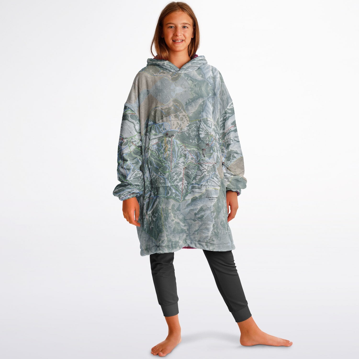 Powder Mountain, Utah Ski Resort Map Youth Reversible Snug Hoodie