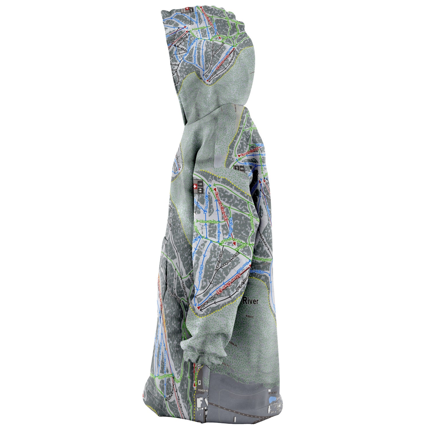Red River, New Mexico Ski Trail Map - Snug Hoodie