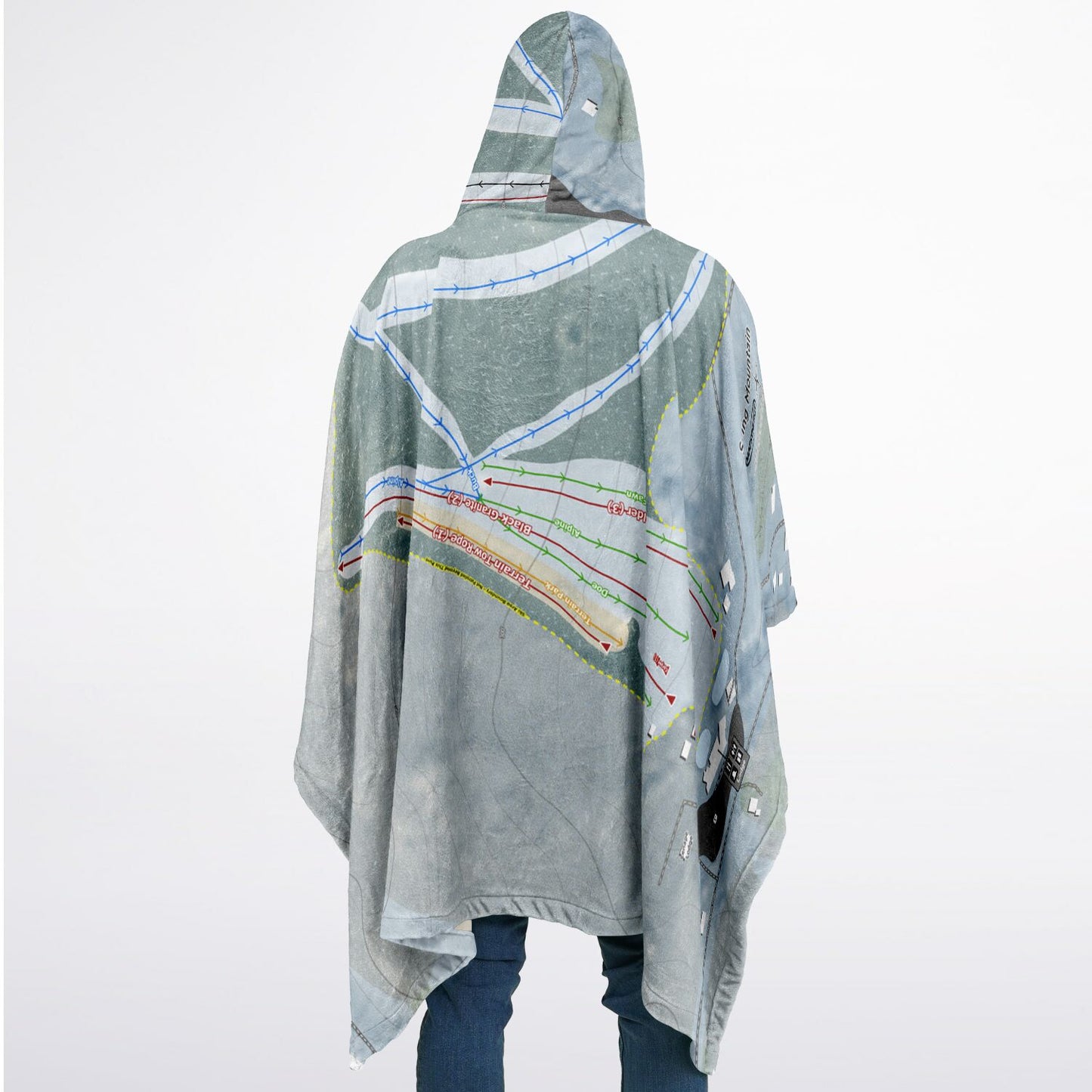Spring Mountain, Pennsylvania Ski Resort Map Flannel Blanket Poncho
