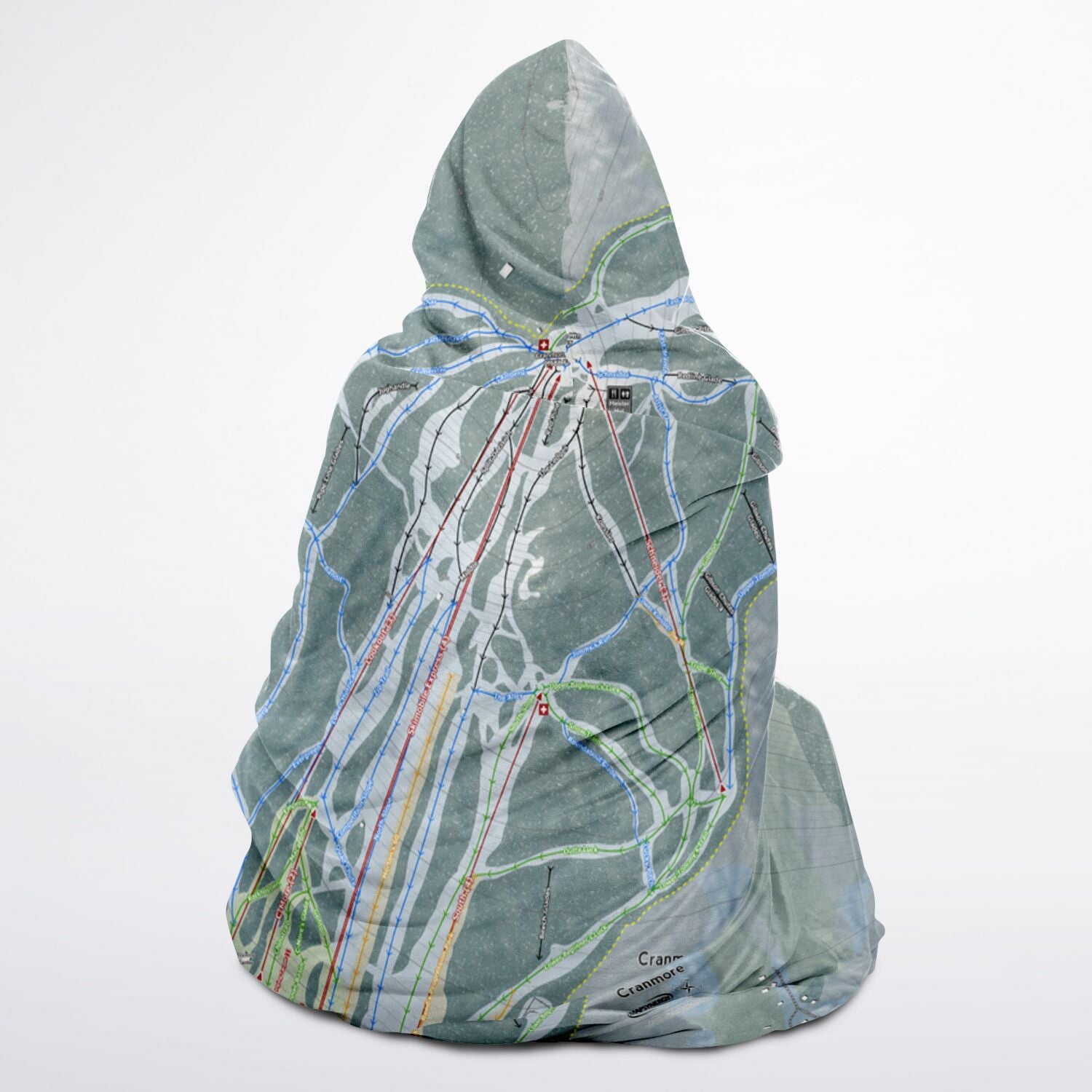 Cranmore Mountain, New Hampshire Ski Trail Map - Adult Hooded Blanket