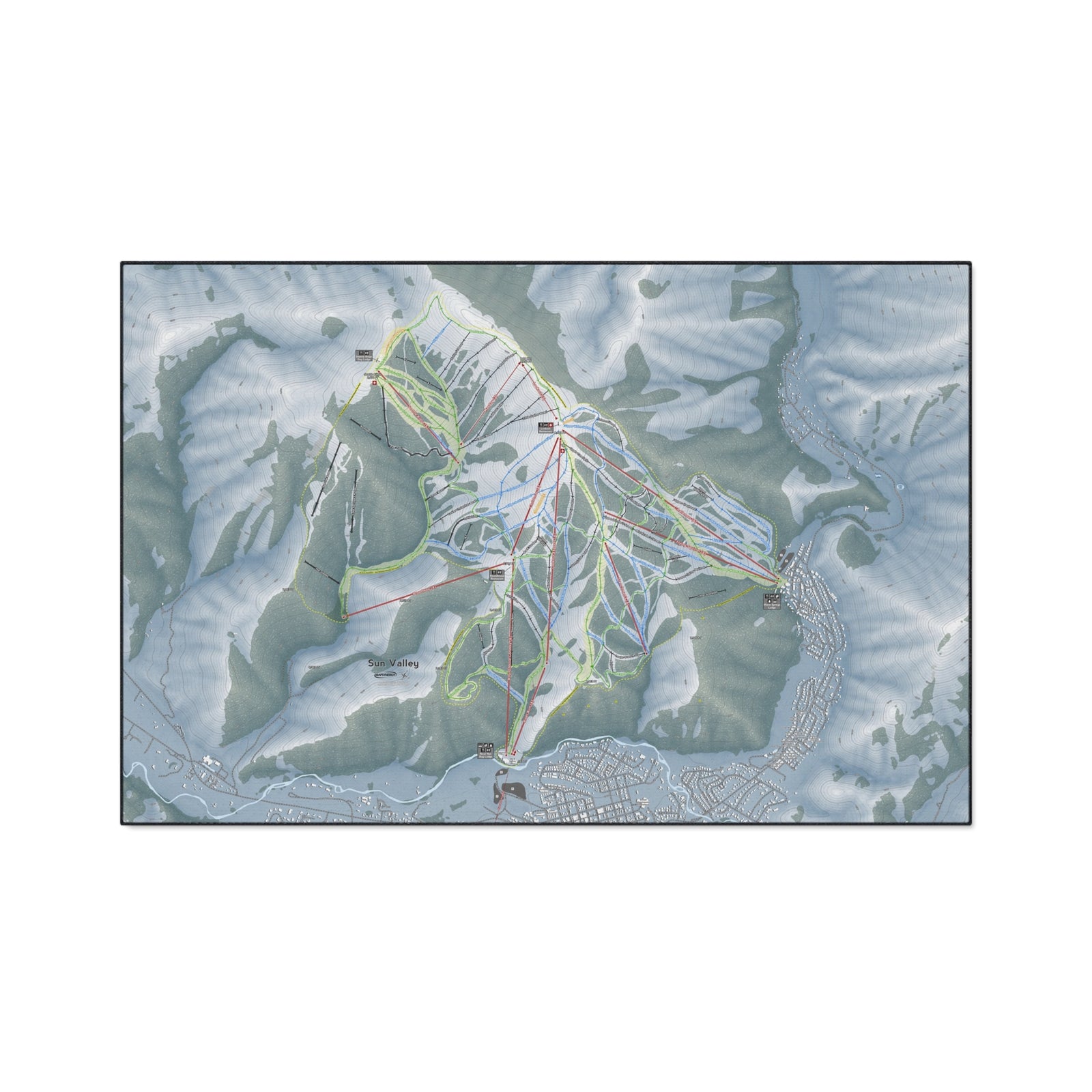 Sun Valley, Idaho Ski Resort Map Heavy Duty Floor Mat