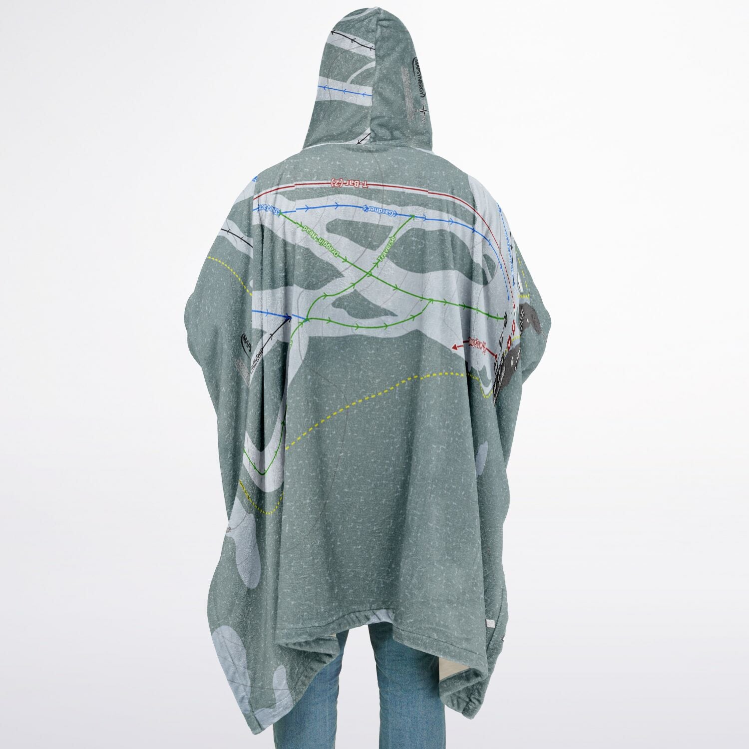 Ferguson Ridge, Oregon Ski Resort Map Flannel Blanket Poncho