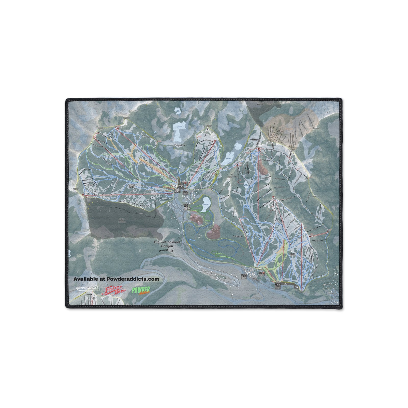 FISHER Big Cottonwood Canyon, Utah Ski Resort Map Heavy Duty Floor Mat