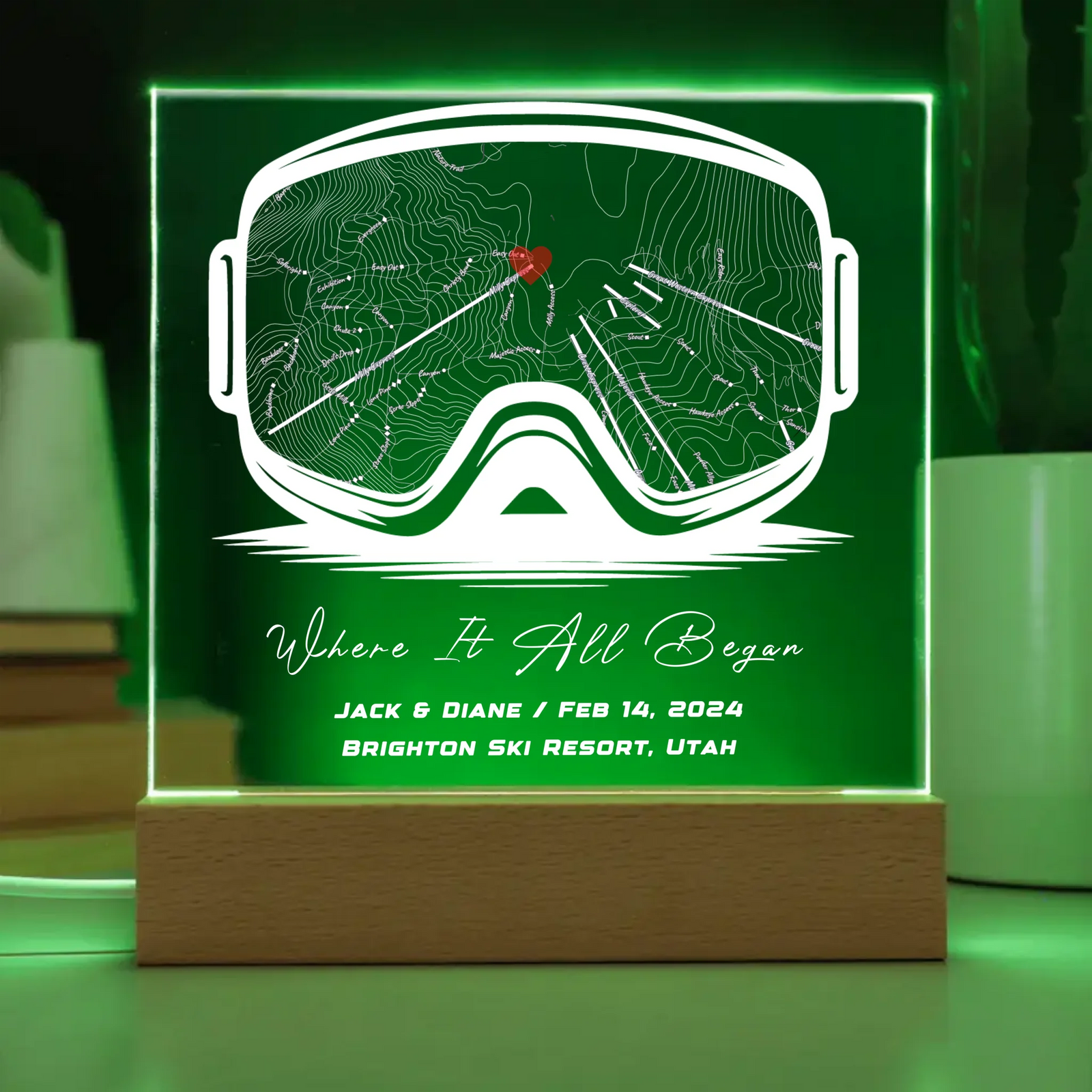 Engraved Acrylic Square Plaque - Map