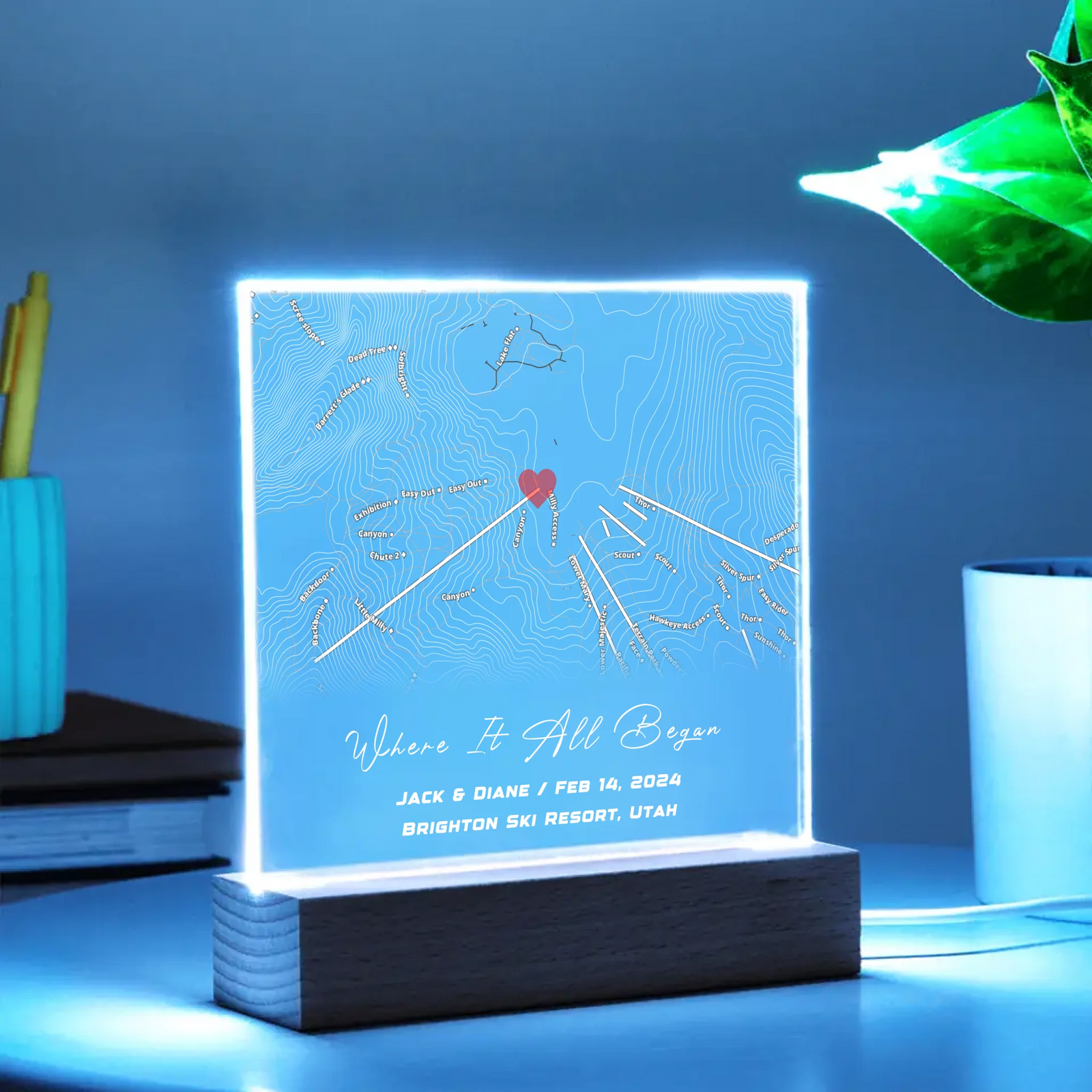 Engraved Acrylic Square Plaque - Map copy
