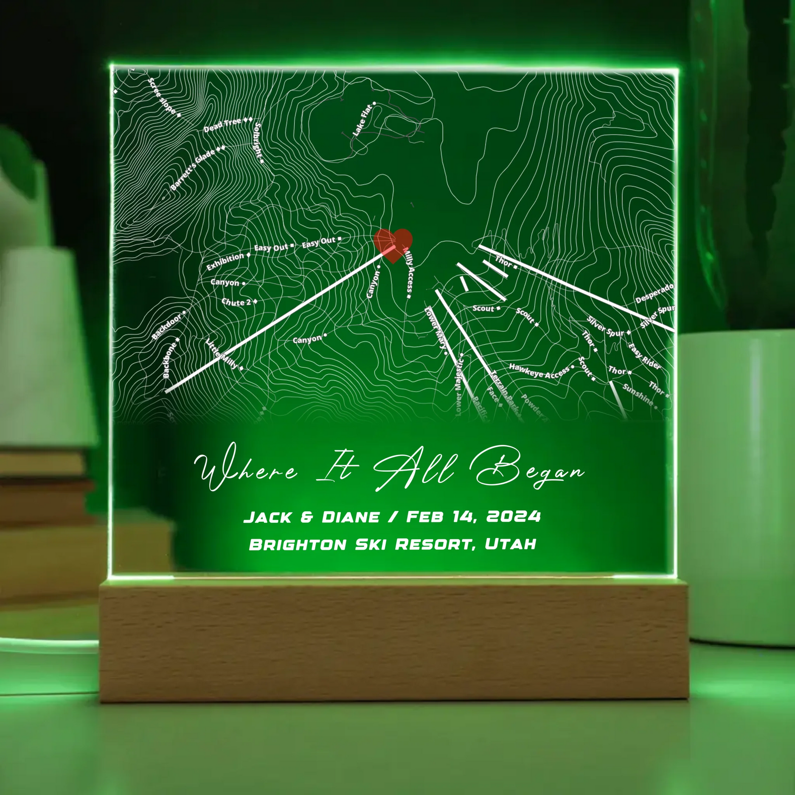 Engraved Acrylic Square Plaque - Map copy