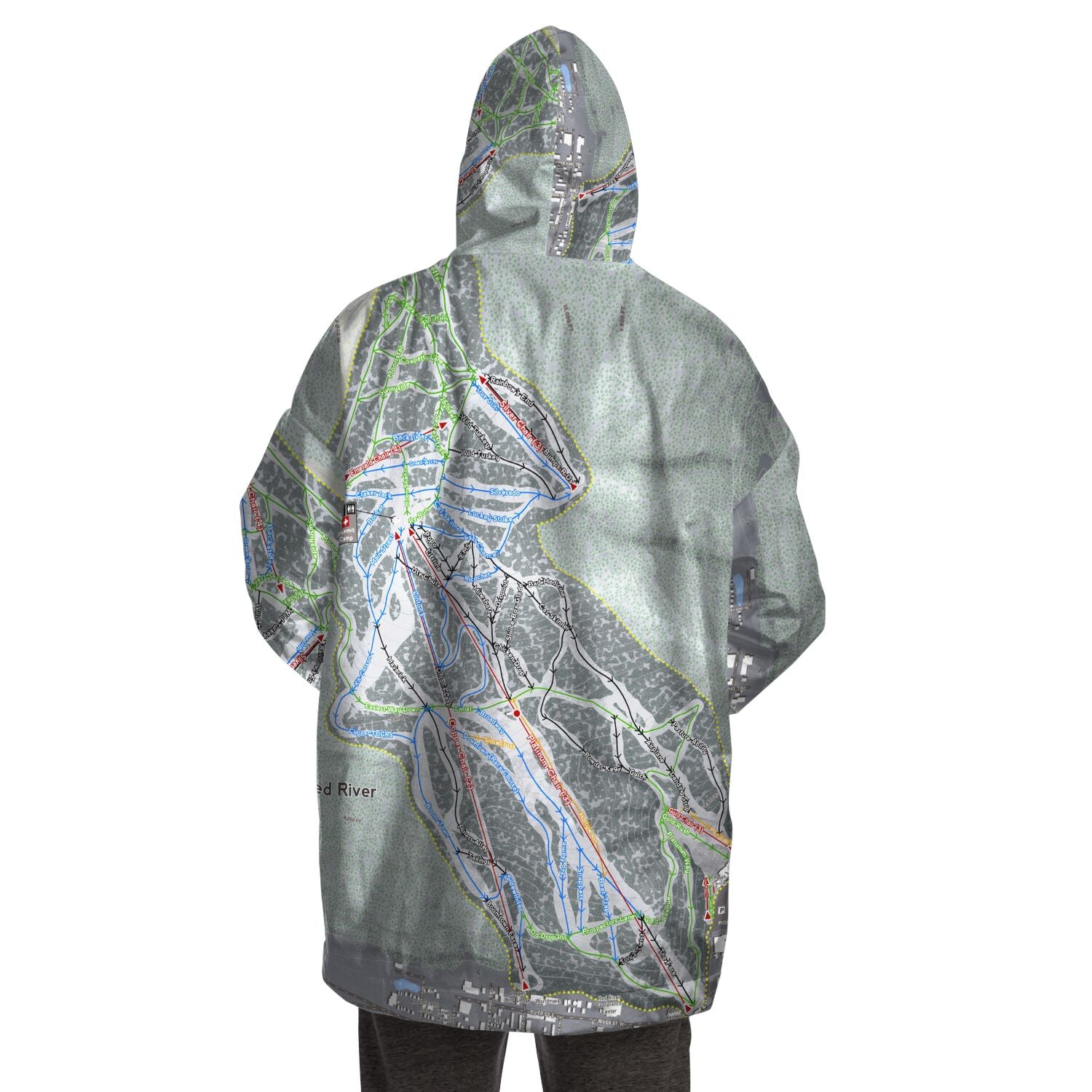 Red River, New Mexico Ski Trail Map - Snug Hoodie