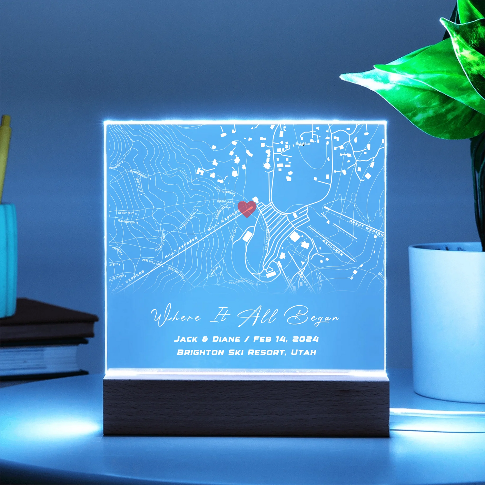 Acrylic Square with LED Base 10