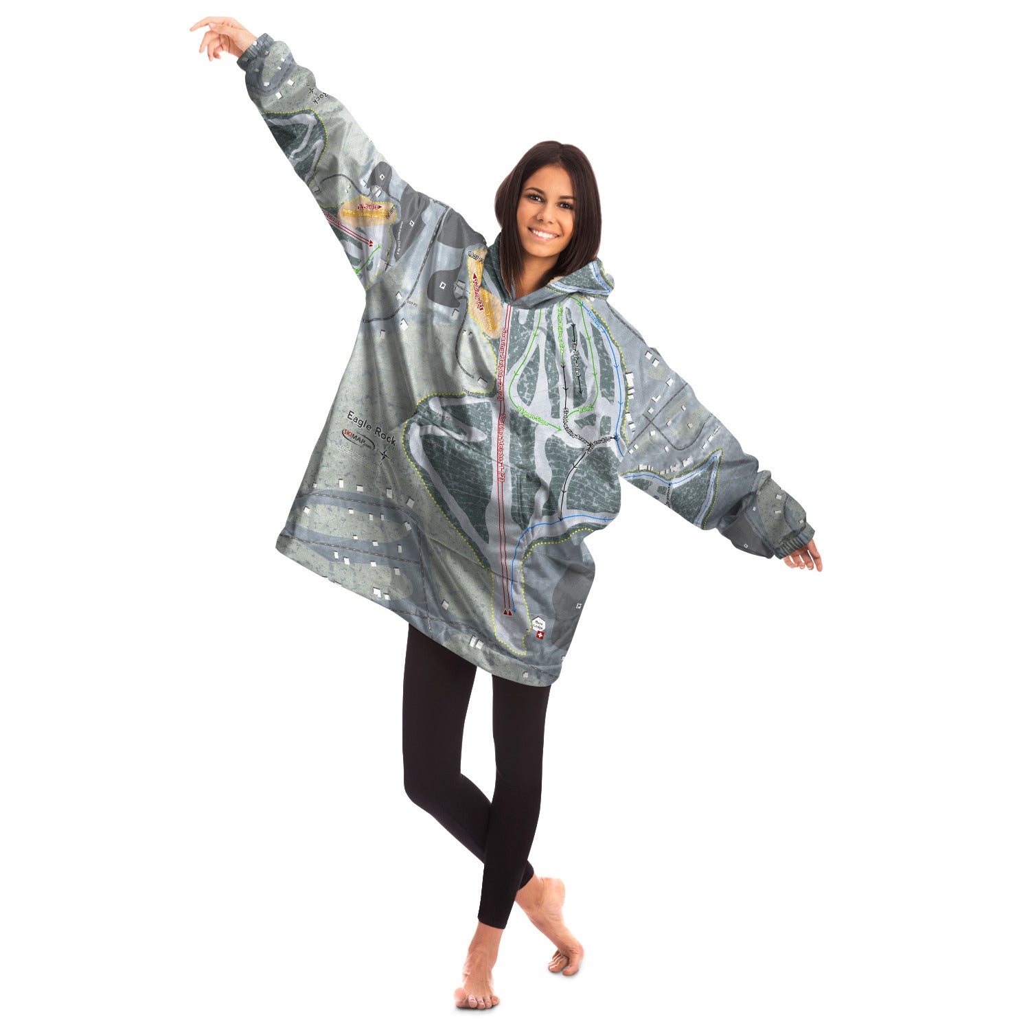 Eagle Rock, Pennsylvania Ski Trail Map Snug Hoodie