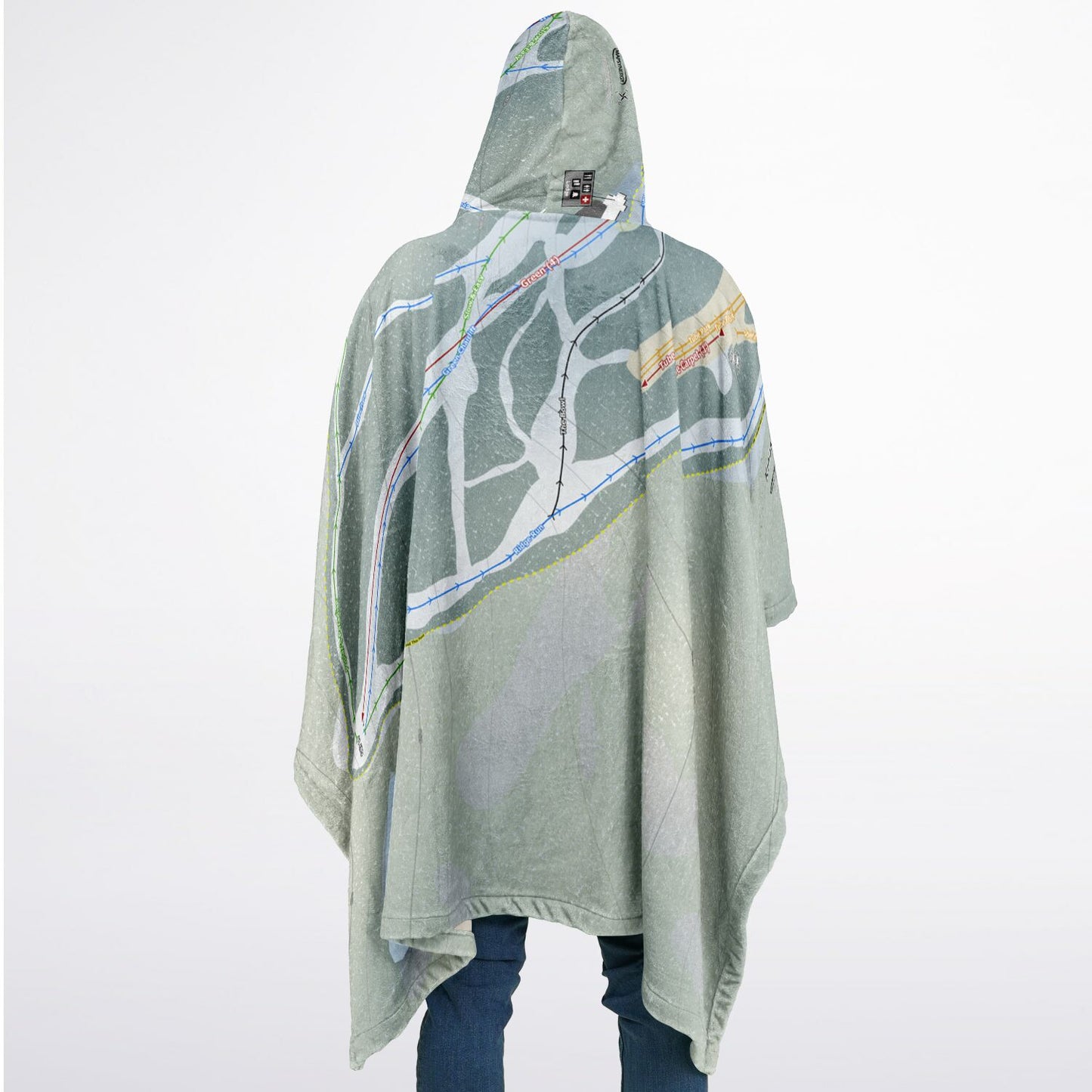 Kinosoo Ridge, Alberta Ski Resort Map Flannel Blanket Poncho