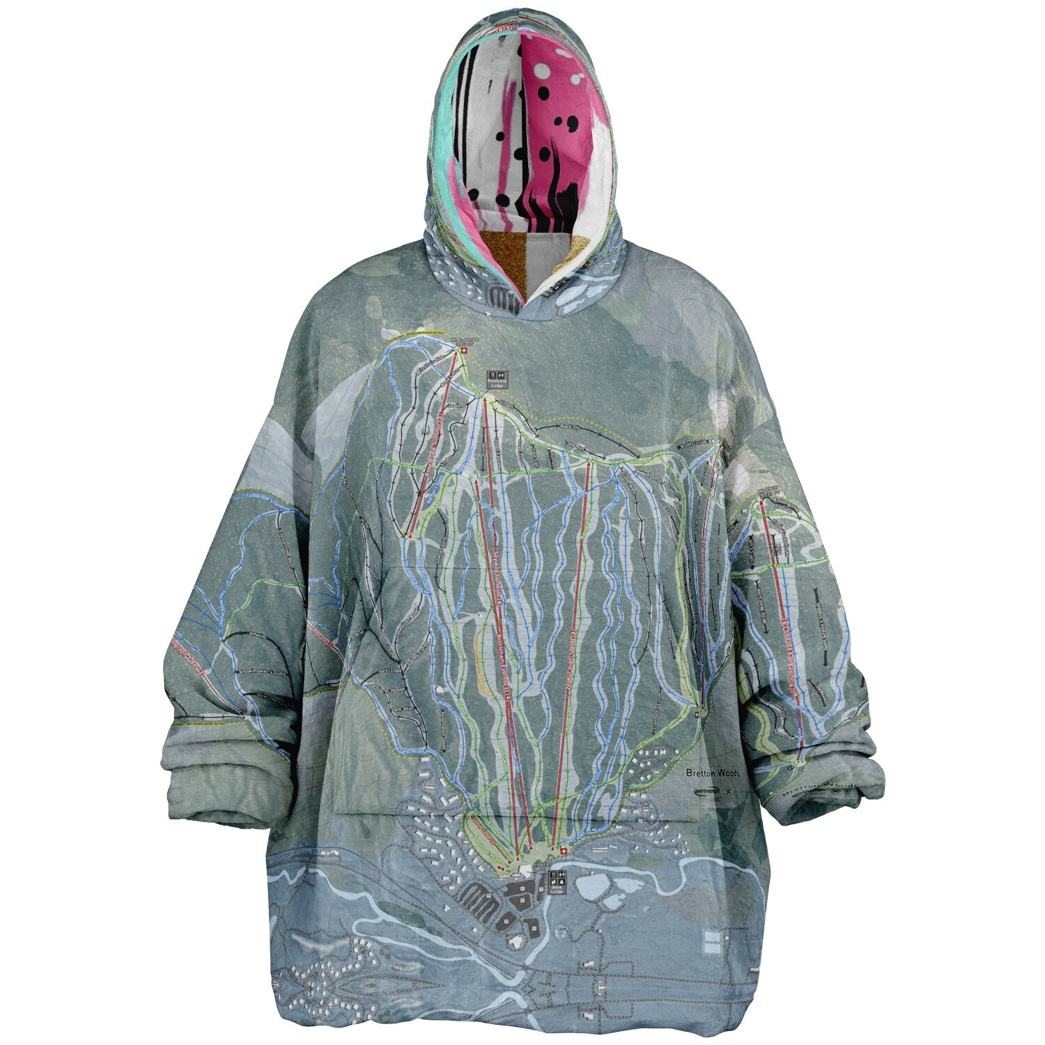 Bretton Woods, New Hampshire Ski Resort Map Reversible Snug Hoodie