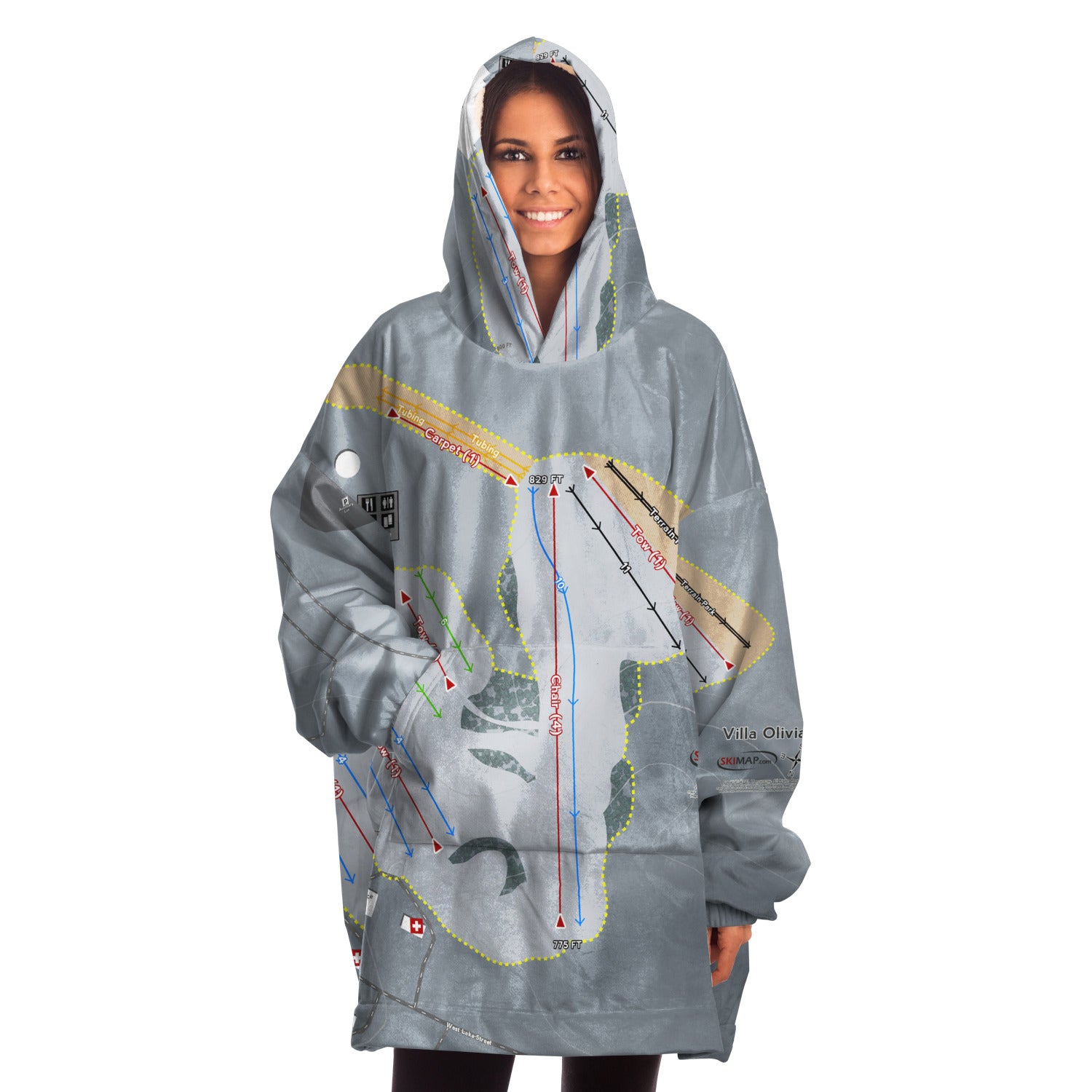 Villa Olivia, Illinois Ski Trail Map - Snug Hoodie