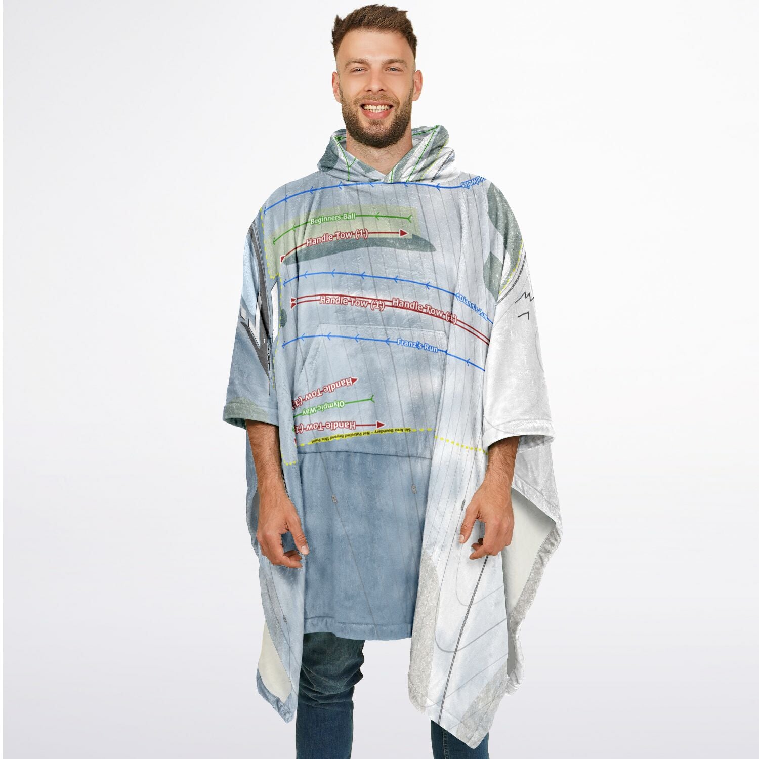 Brantling, New York Ski Resort Map Flannel Blanket Poncho