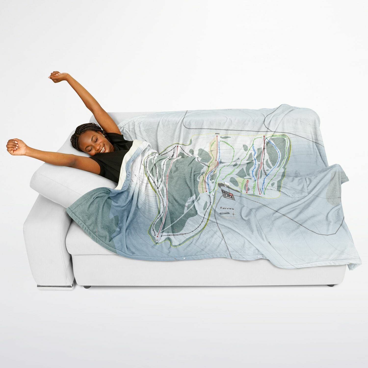 Fairview, Alberta Ski Resort Map Flannel Blanket Poncho