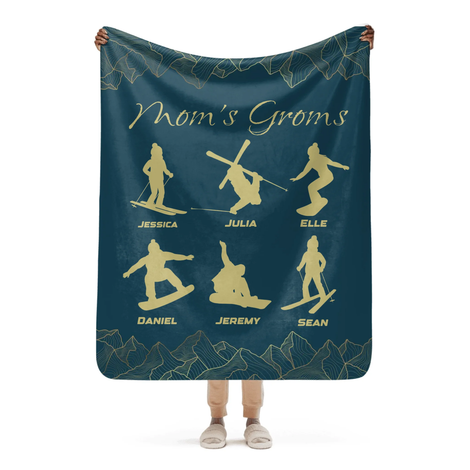 Custom Blanket for Skiing Families - Select up to 6 kids - Powderaddicts