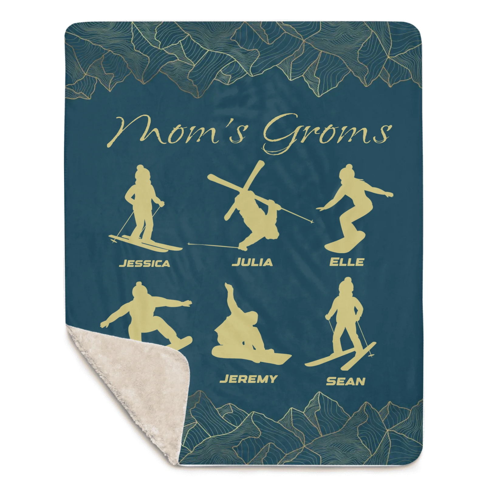 Custom Blanket for Skiing Families - Select up to 6 kids - Powderaddicts