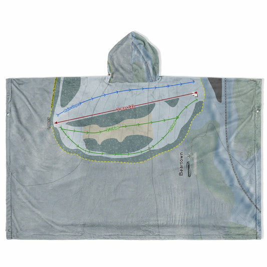 Beartown, New York Ski Resort Map Flannel Blanket Poncho