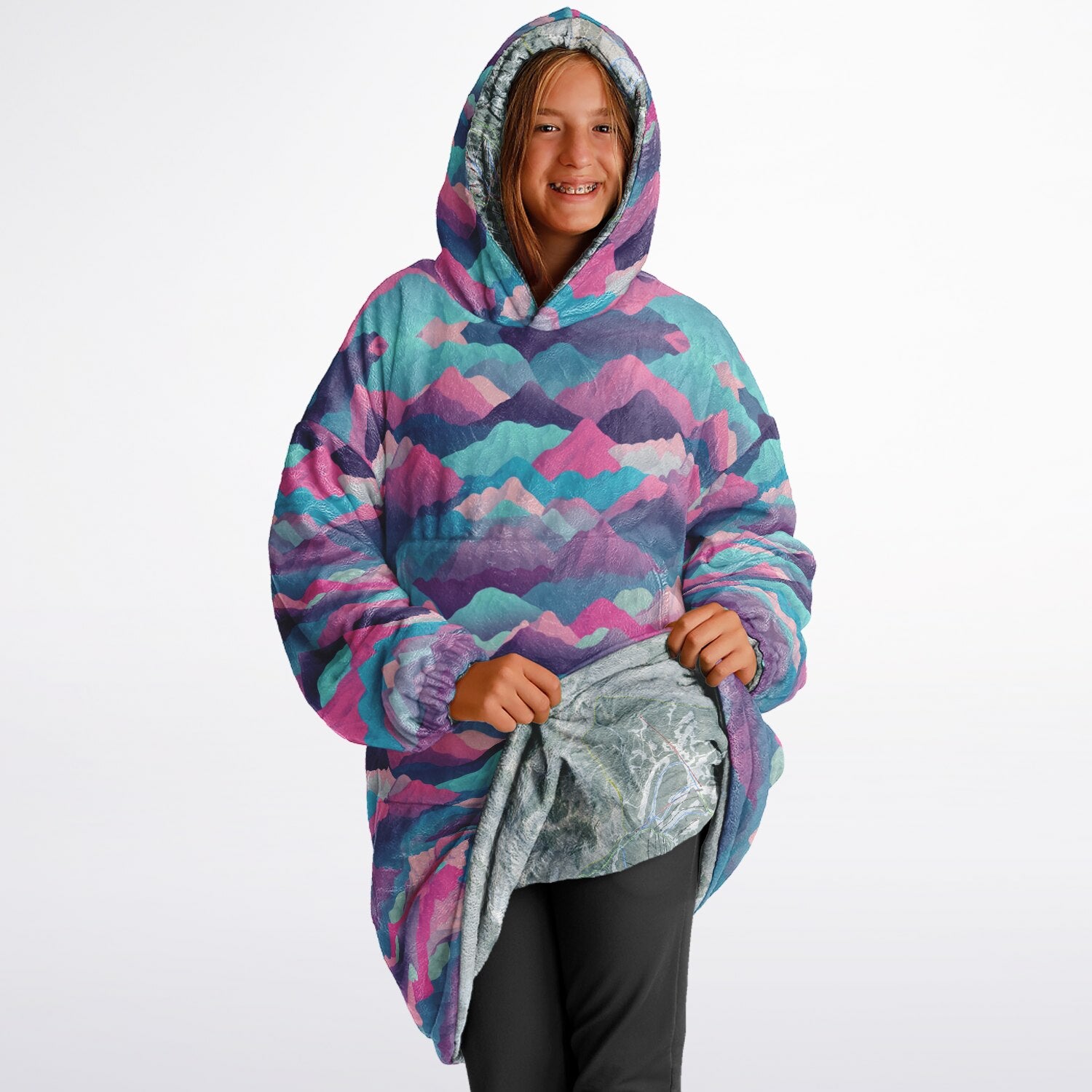 Powder Mountain, Utah Ski Resort Map Youth Reversible Snug Hoodie