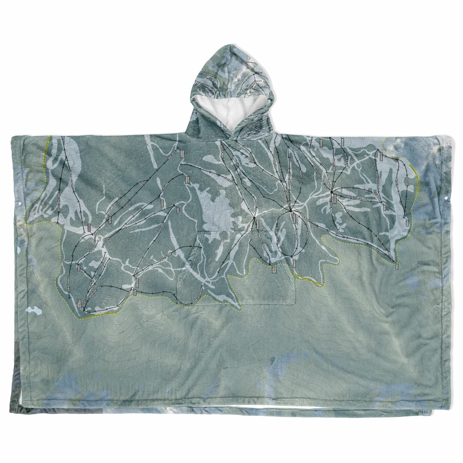 Island Lake Lodge, British Columbia Ski Resort Map Flannel Blanket Poncho