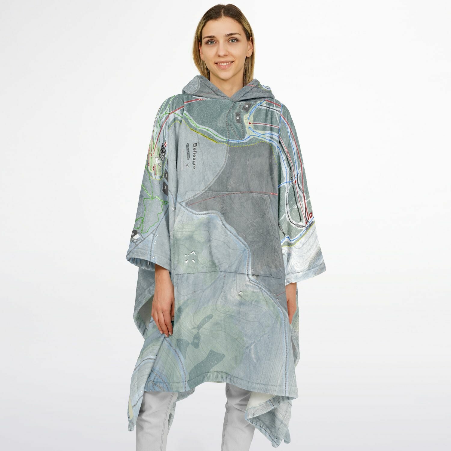 Belleayre, New York Ski Resort Map Flannel Blanket Poncho